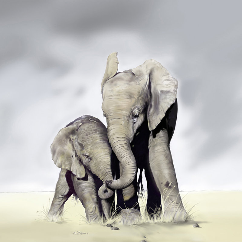 Carta da parati animale gratis Elefanti - Vello testurizzato
