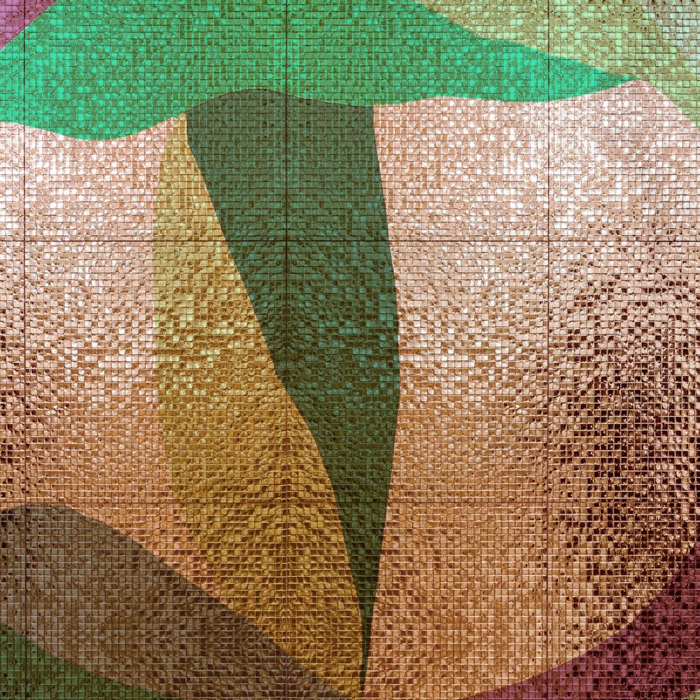             Fotomurali »grandezza« - Disegno astratto di foglie colorate con struttura a mosaico - Materiali non tessuto opaco e liscio
        
