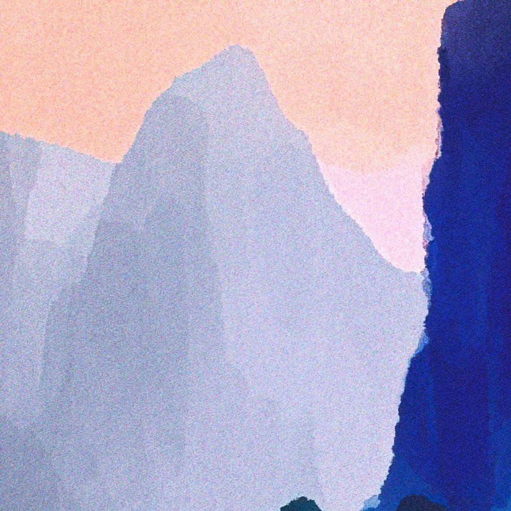             Fotomural »aurora« - Paisaje con lago al atardecer - Azul, Rosa | Material sin tejer texturado ligero
        