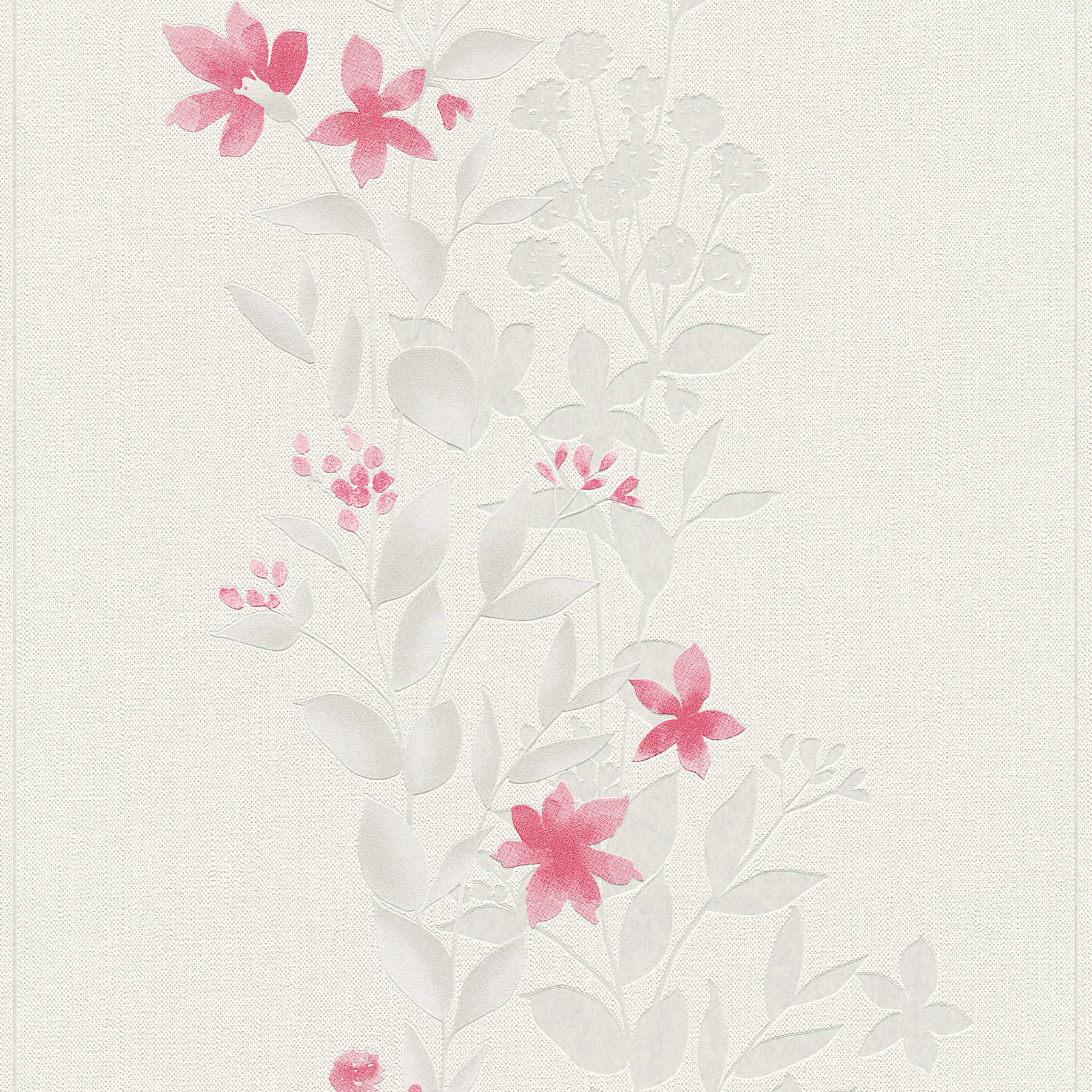             papel pintado motivo floral, efecto acuarela - beige, gris, rojo
        