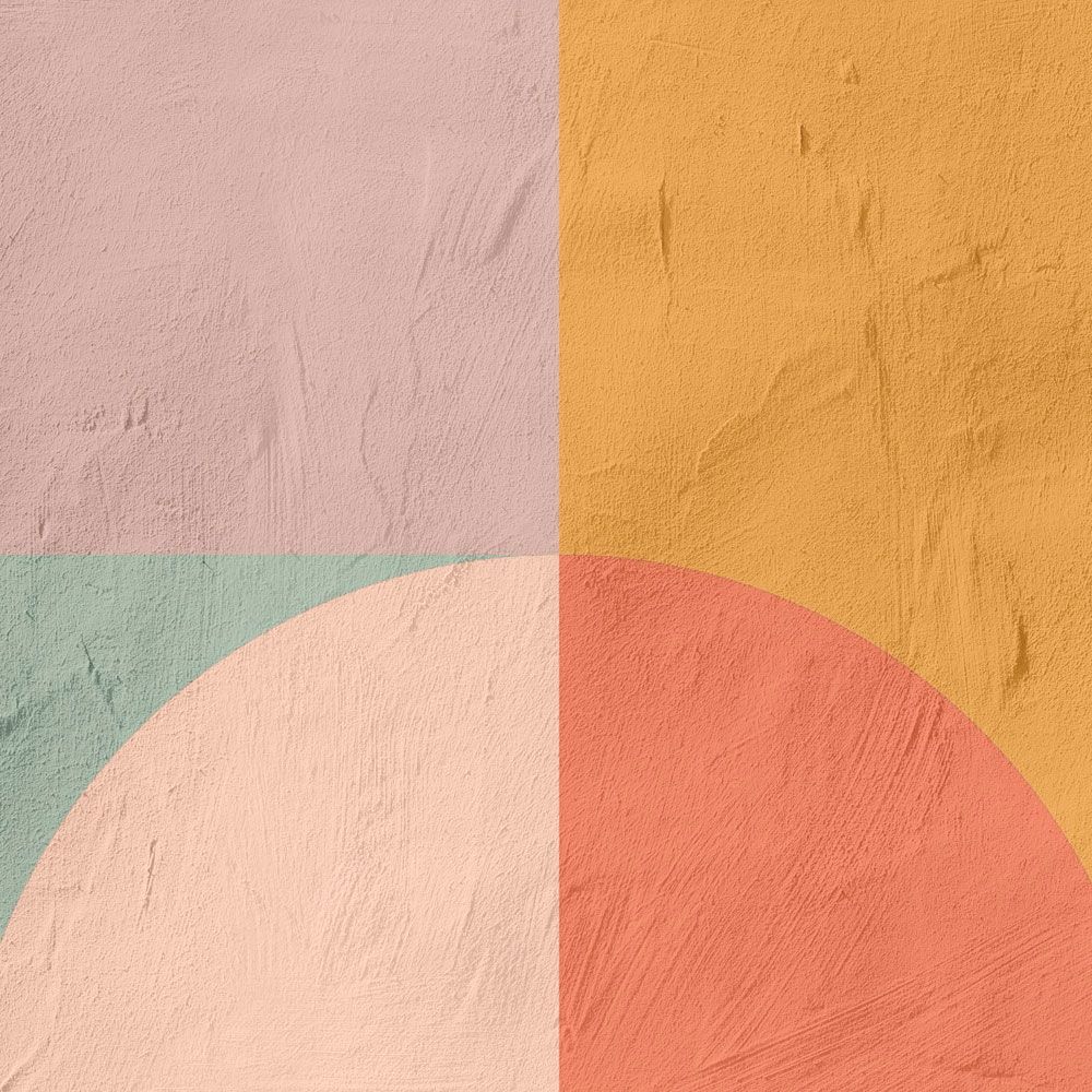             papier peint en papier panoramique »estrella 2« - Motif graphique imitation argile - rouge, orange, menthe | Intissé lisse, légèrement nacré
        