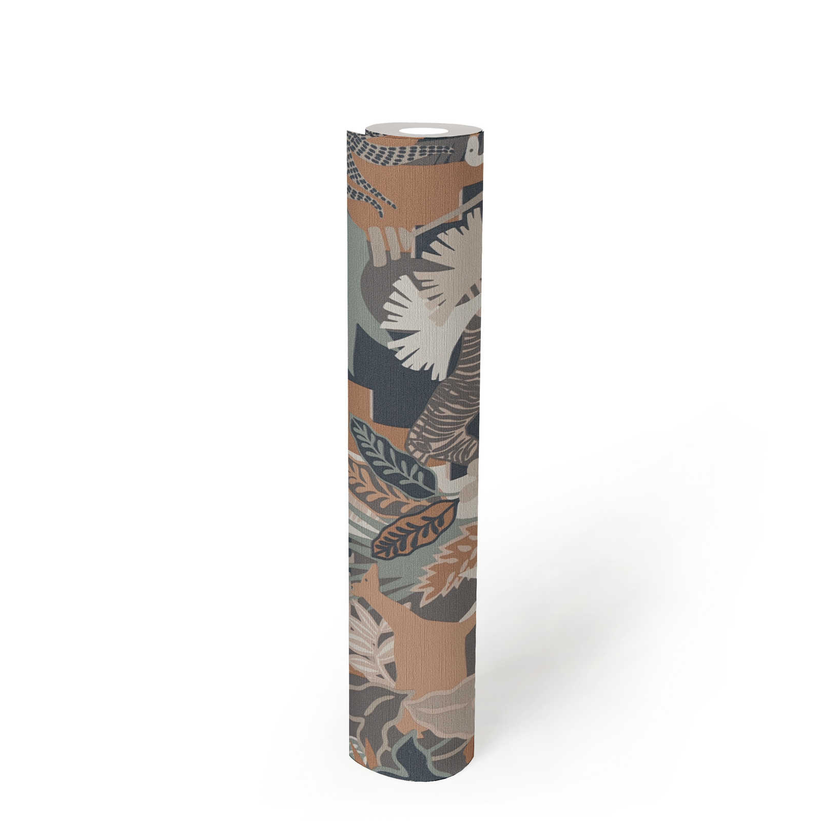             Non-woven wallpaper in subtle colours with animals - multicoloured, brown, pink
        