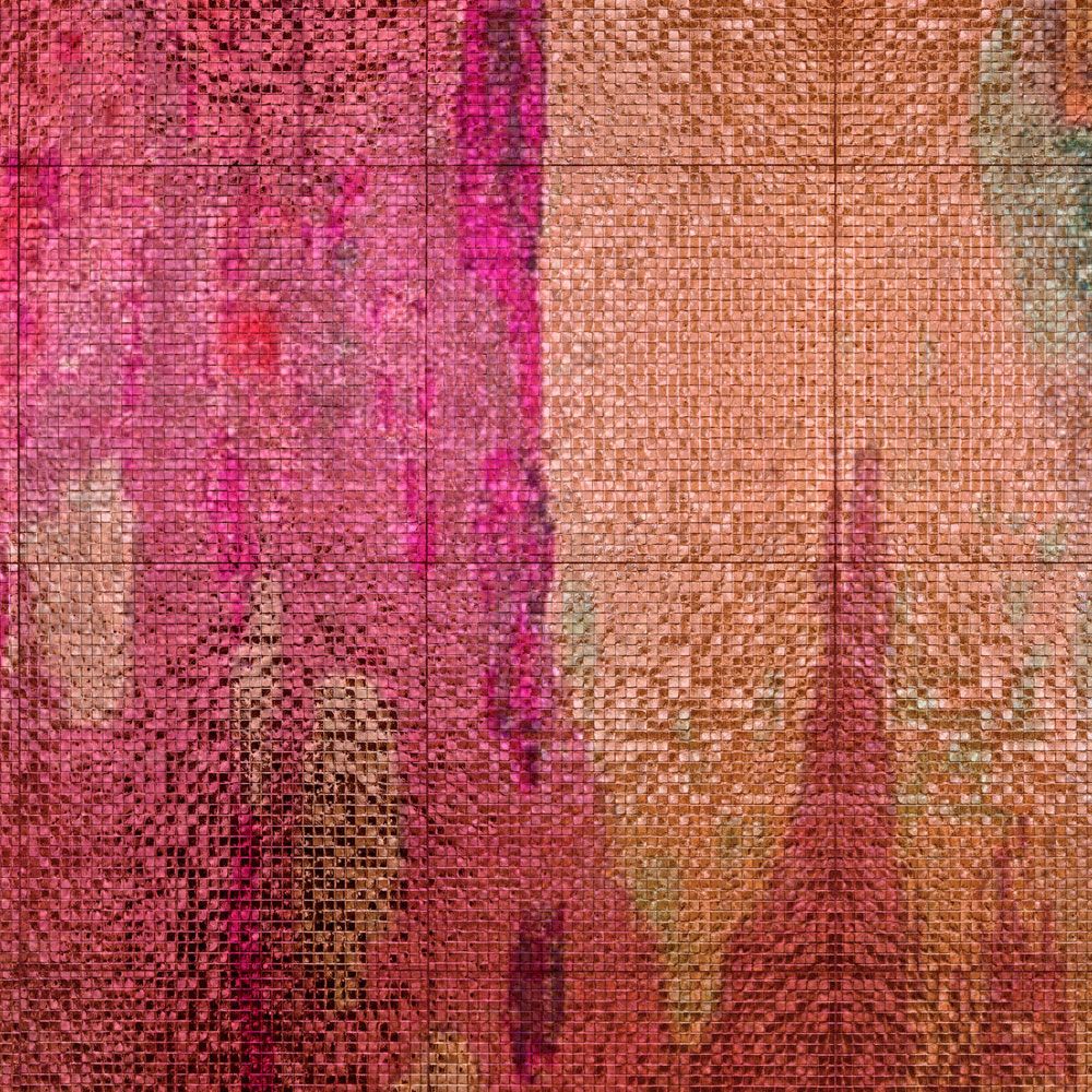             Fotomural »marielle 2« - Degradados de color violeta, naranja, petróleo con estructura de mosaico - Tela no tejida ligeramente texturada
        