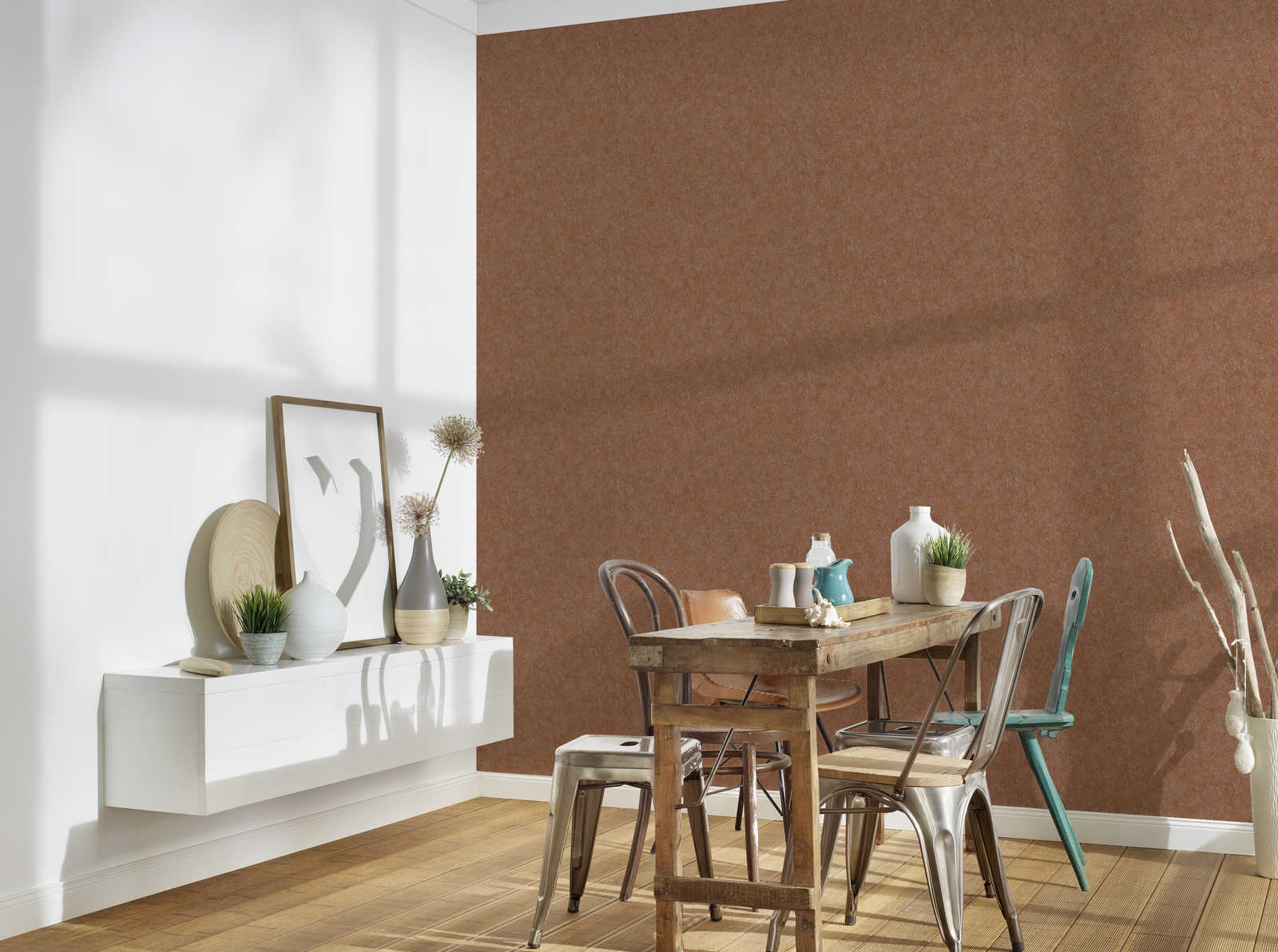             Non-woven wallpaper industrial design & rust structure - brown, grey
        