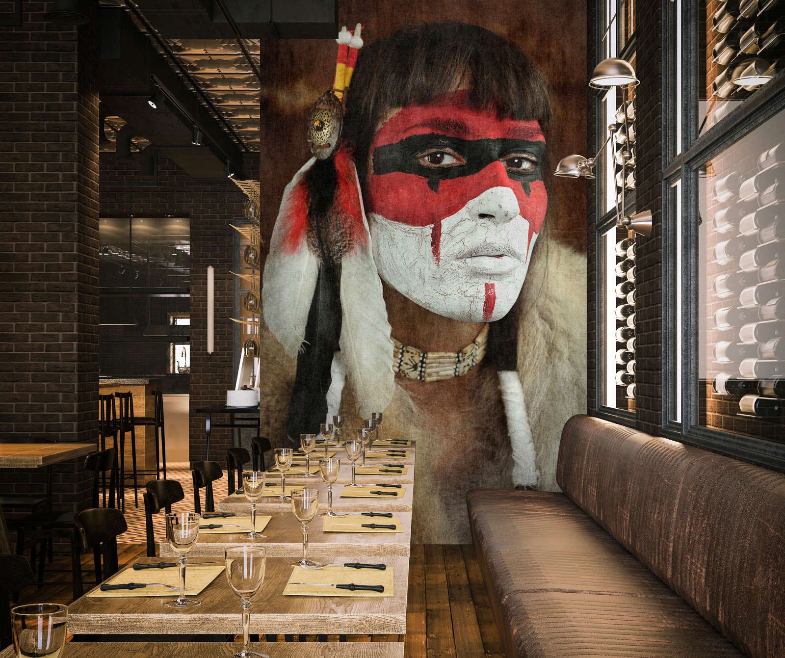             Photo wallpaper »ayasha« - Portrait of a warrior - motif with tapestry structure | matt, smooth non-woven fabric
        