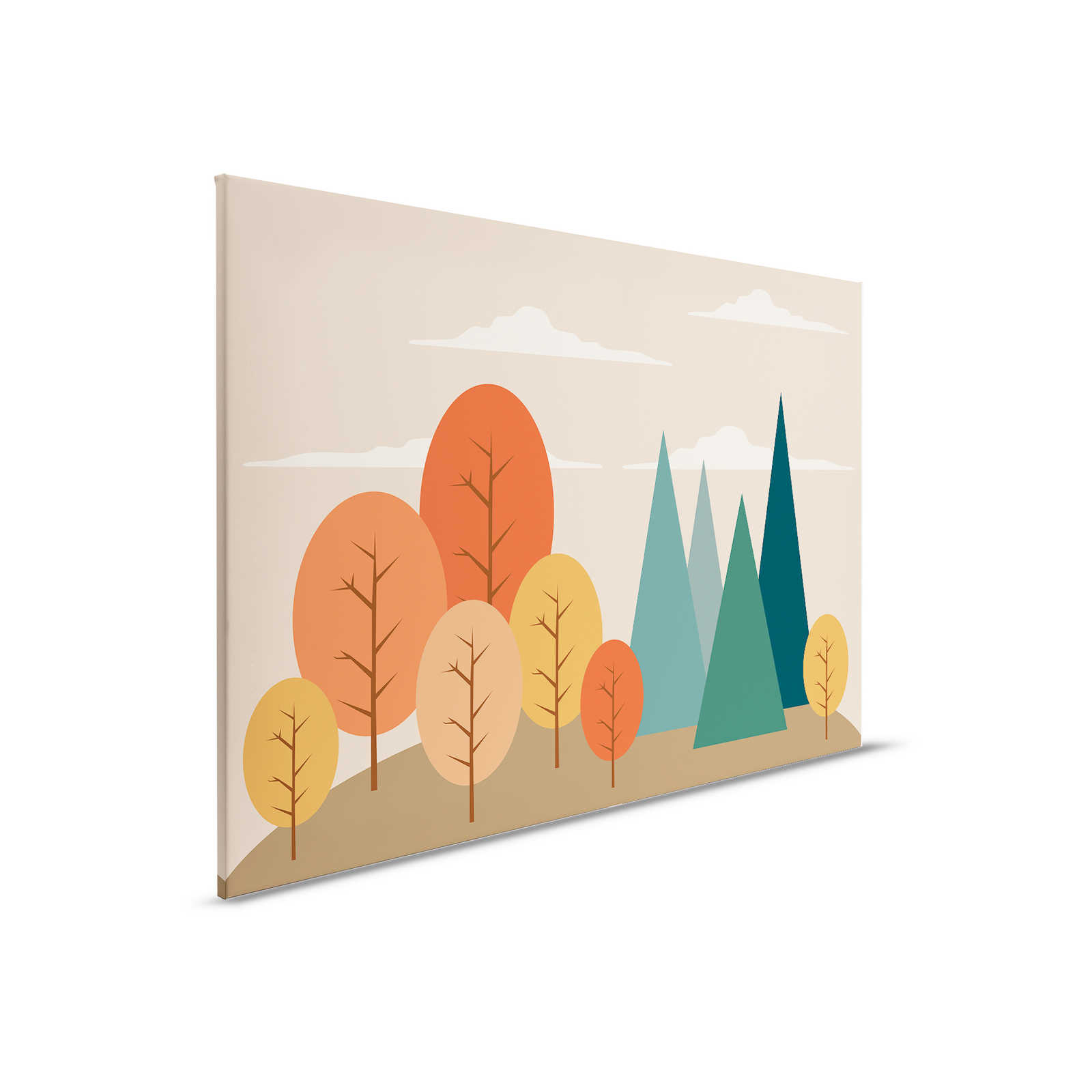 Canvas Betoverd Bos met Geometrische Vormen - 90 cm x 60 cm
