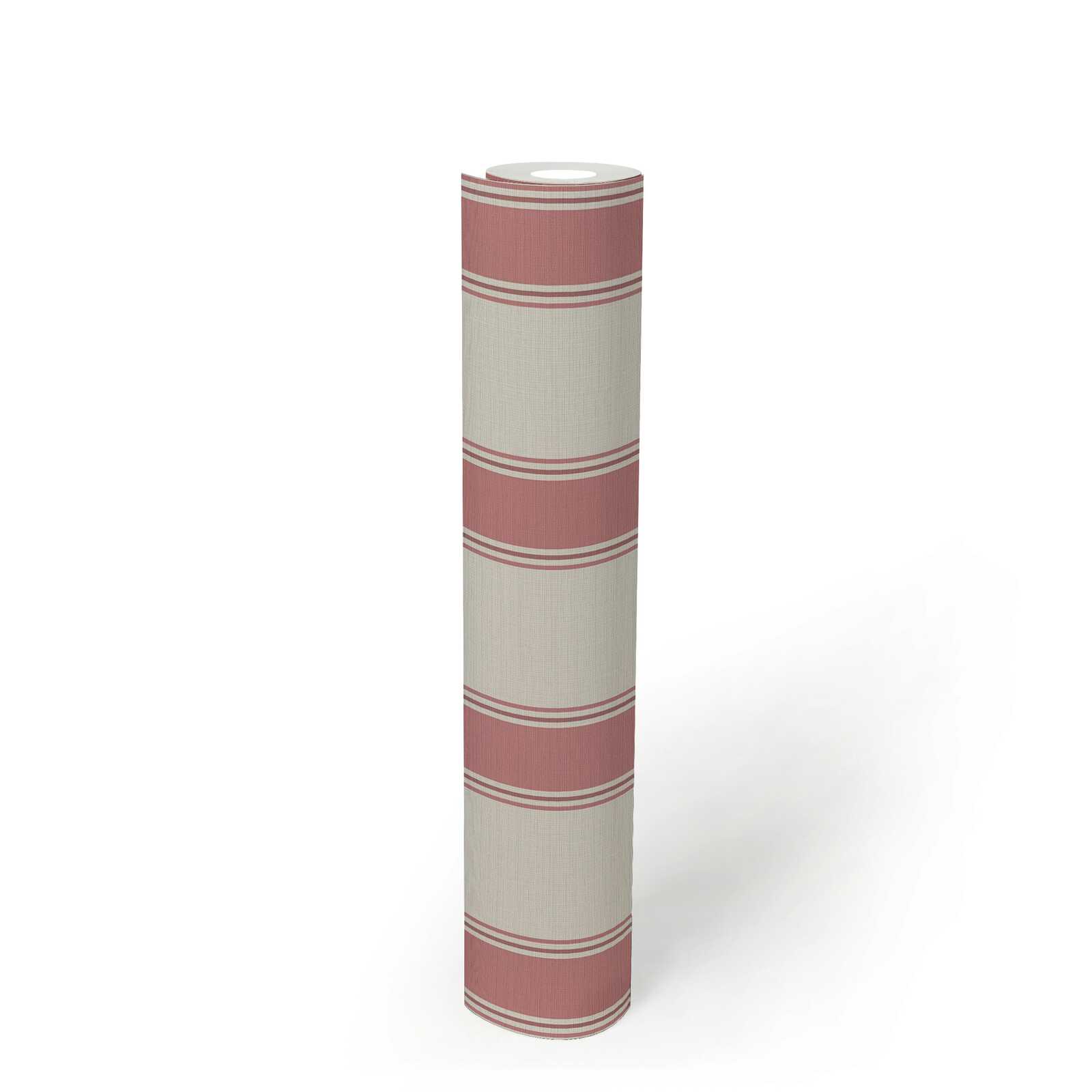             Classic striped wallpaper with a light texture - cream, red
        