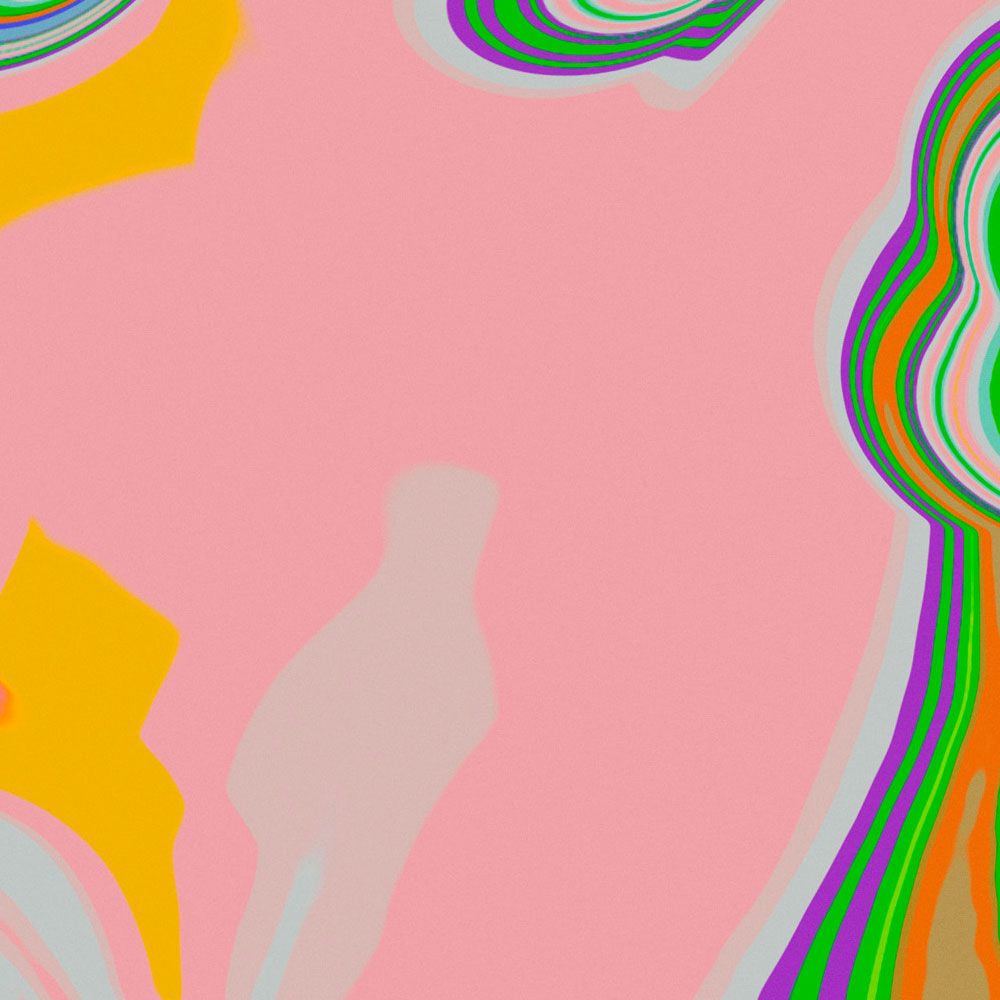             Digital behang »fluxus« - bonte kleurenpracht - roze, groen | Gladde, licht parelmoerglanzende vliesstof
        