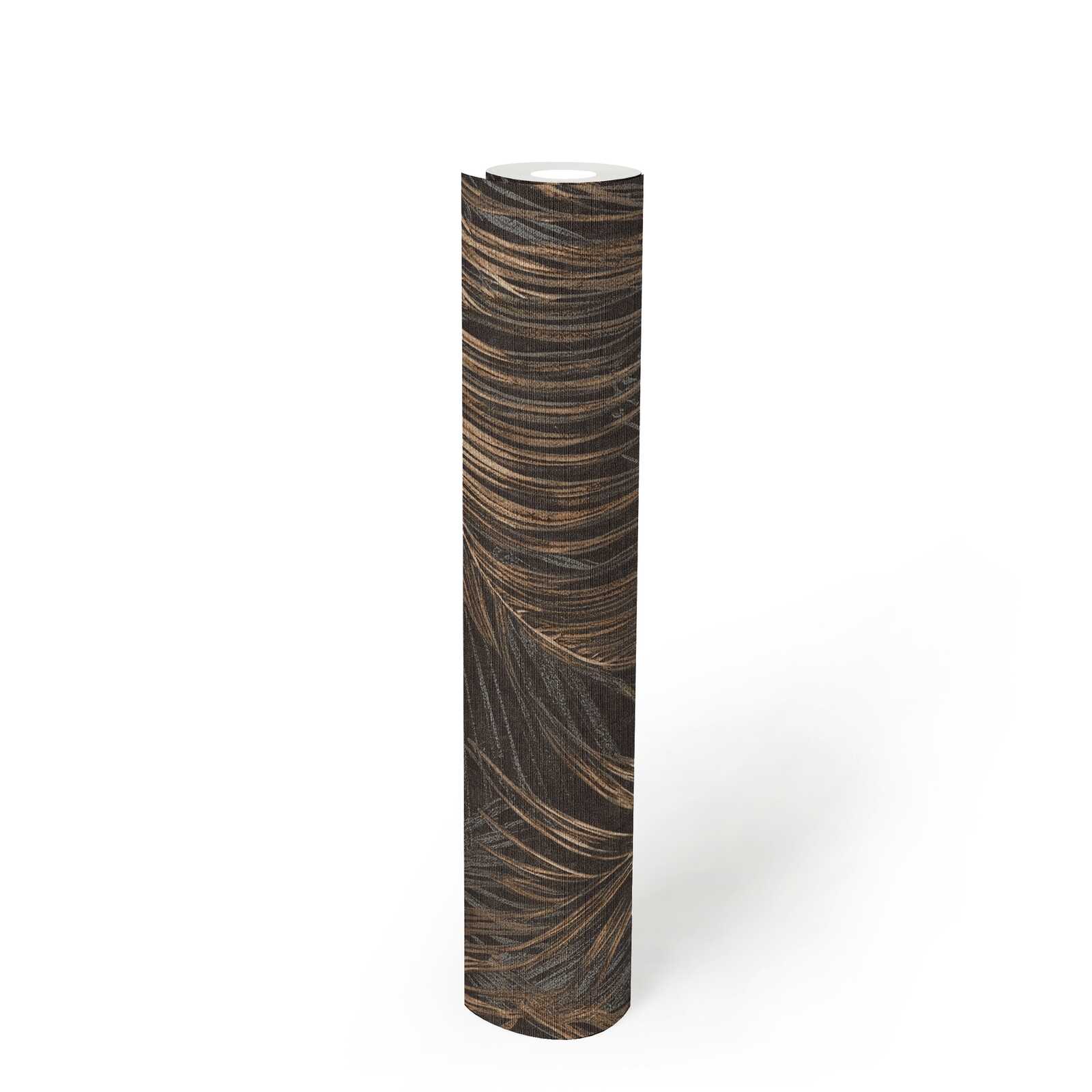             Magnificent non-woven wallpaper in palm tree look - black, beige, brown
        