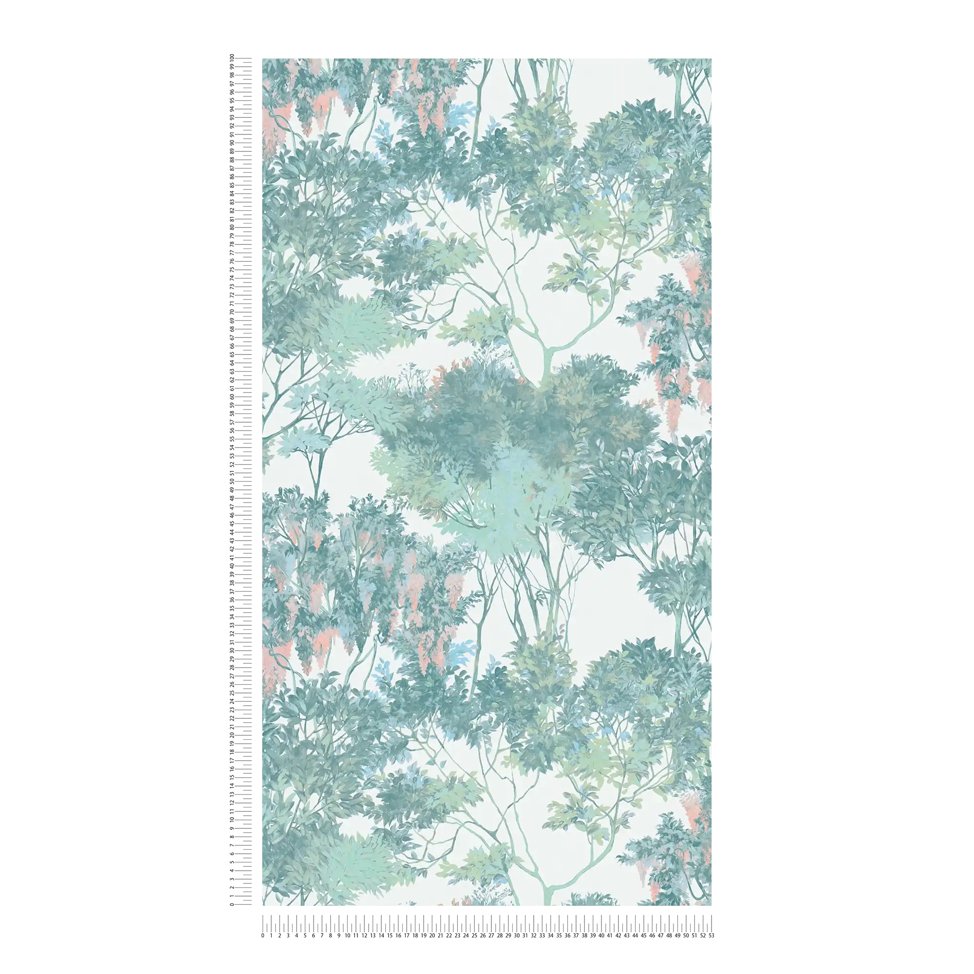             Papier peint intissé style jungle avec des arbres - multicolore, vert, blanc
        