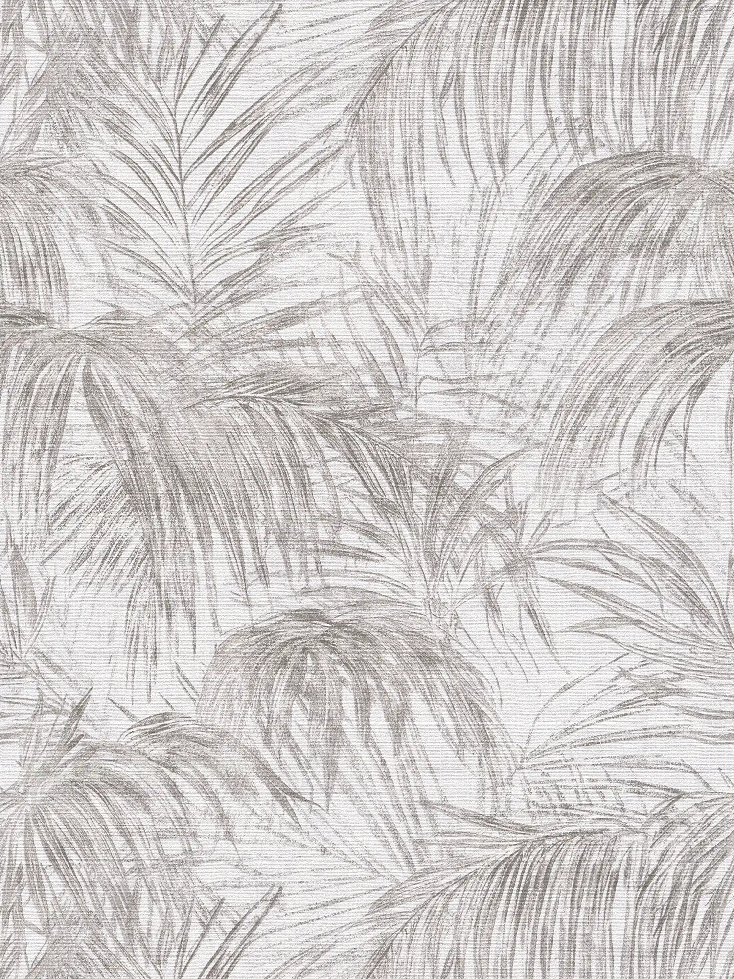             Faded jungle motif wallpaper with textured design - white, grey
        