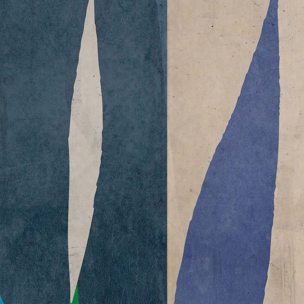             Digital behang »vito« - Bont tijgerpatroon op betonpleisterlook - Blauw, groen | Gladde, licht parelmoerachtige vliesstof
        