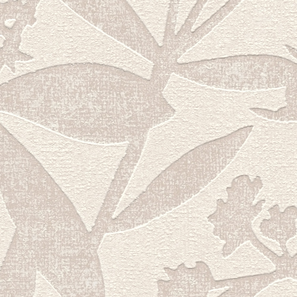             Papier peint non tissé floral fleurs et feuilles - crème, beige
        