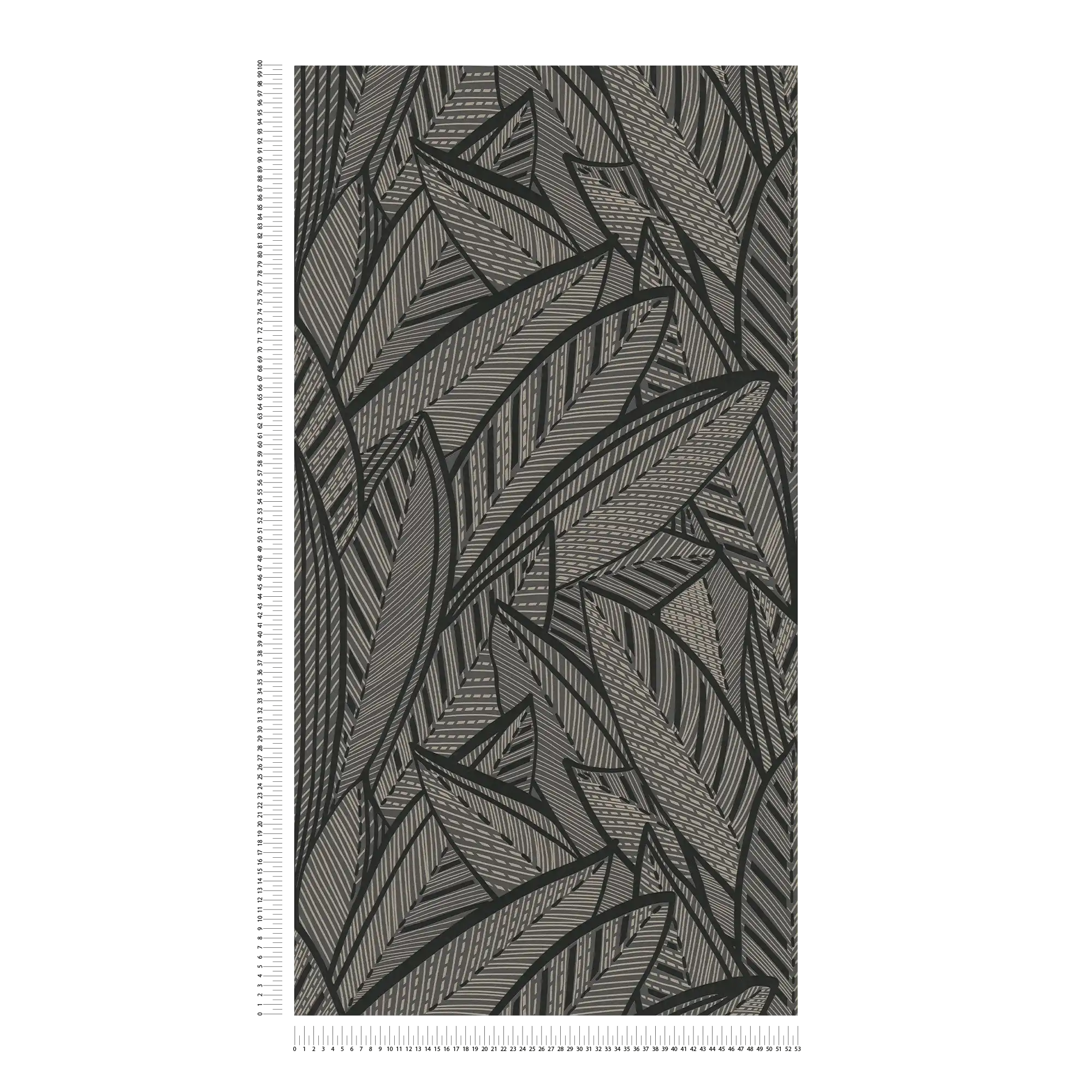             Jungle papier peint intissé avec motif de feuilles et effets brillants - noir, métallique
        