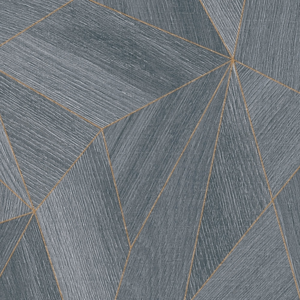             Wood wallpaper geometric pattern & metallic effect - grey, black
        