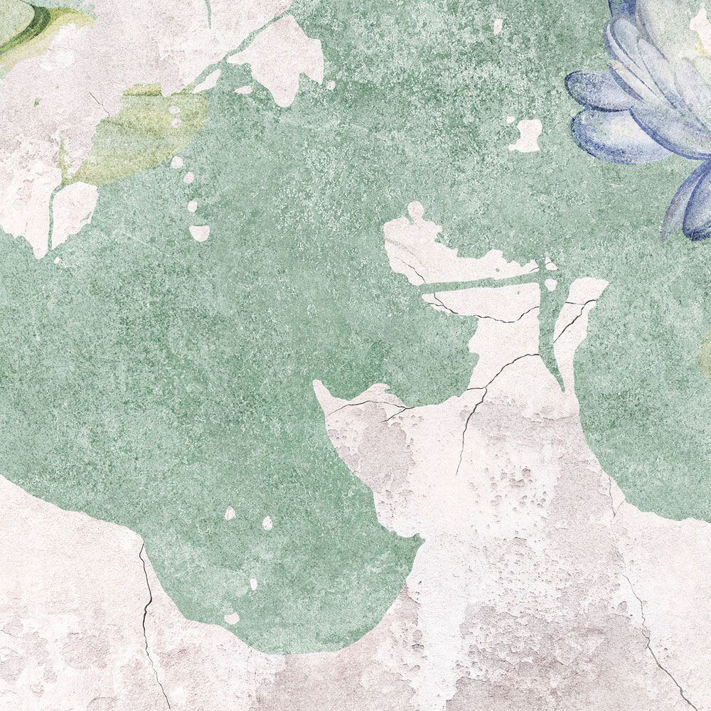             papier peint en papier panoramique »lily« - nénuphars sur fond d'enduit vintage - intissé légèrement structuré
        