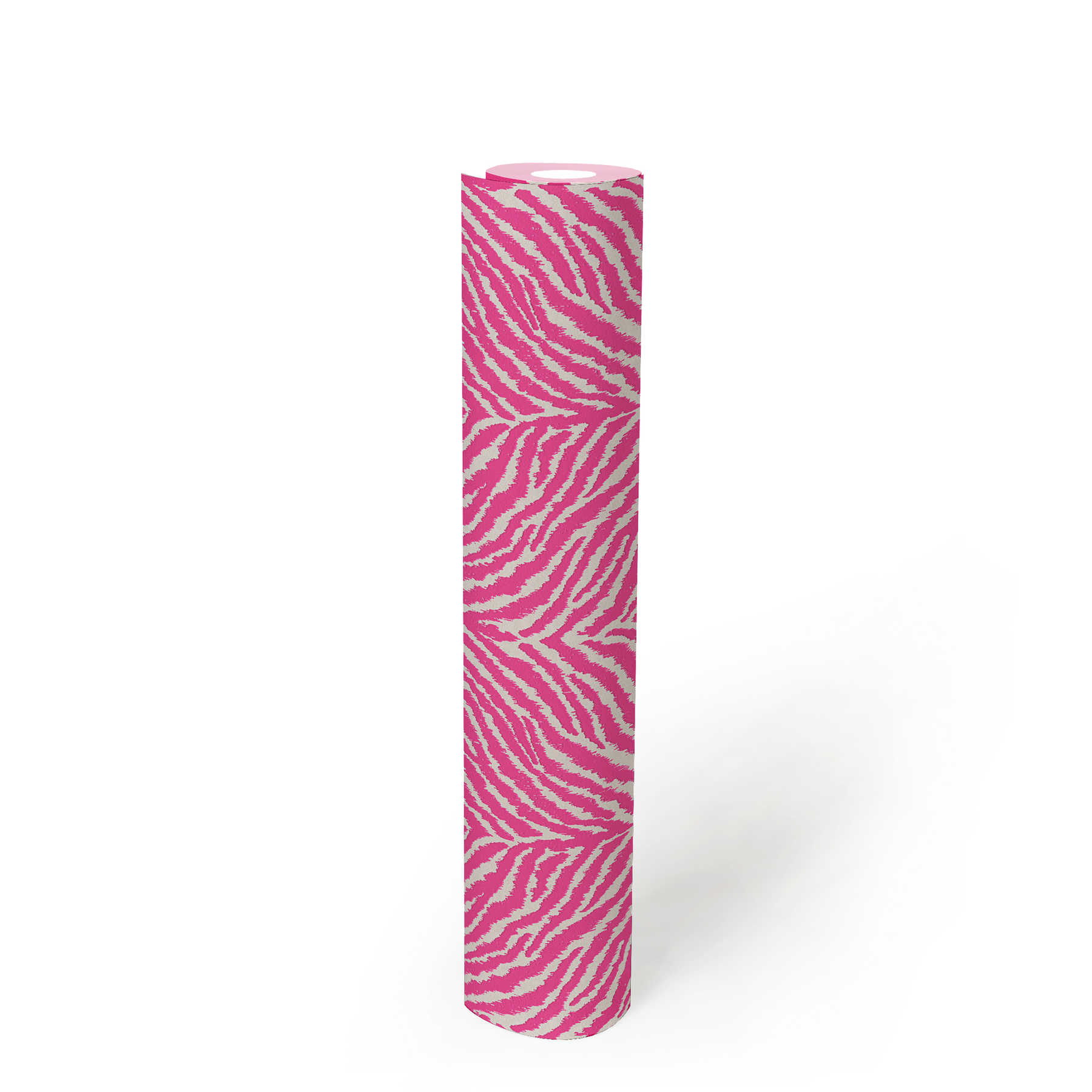             Dierenprint vliesbehang zebrapatroon - roze, wit
        