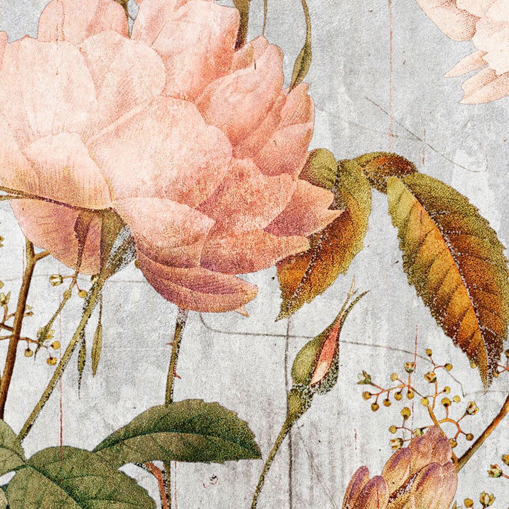             Papel pintado con foto »rosa« - Estampado floral de estilo vintage - Material no tejido de textura ligera
        