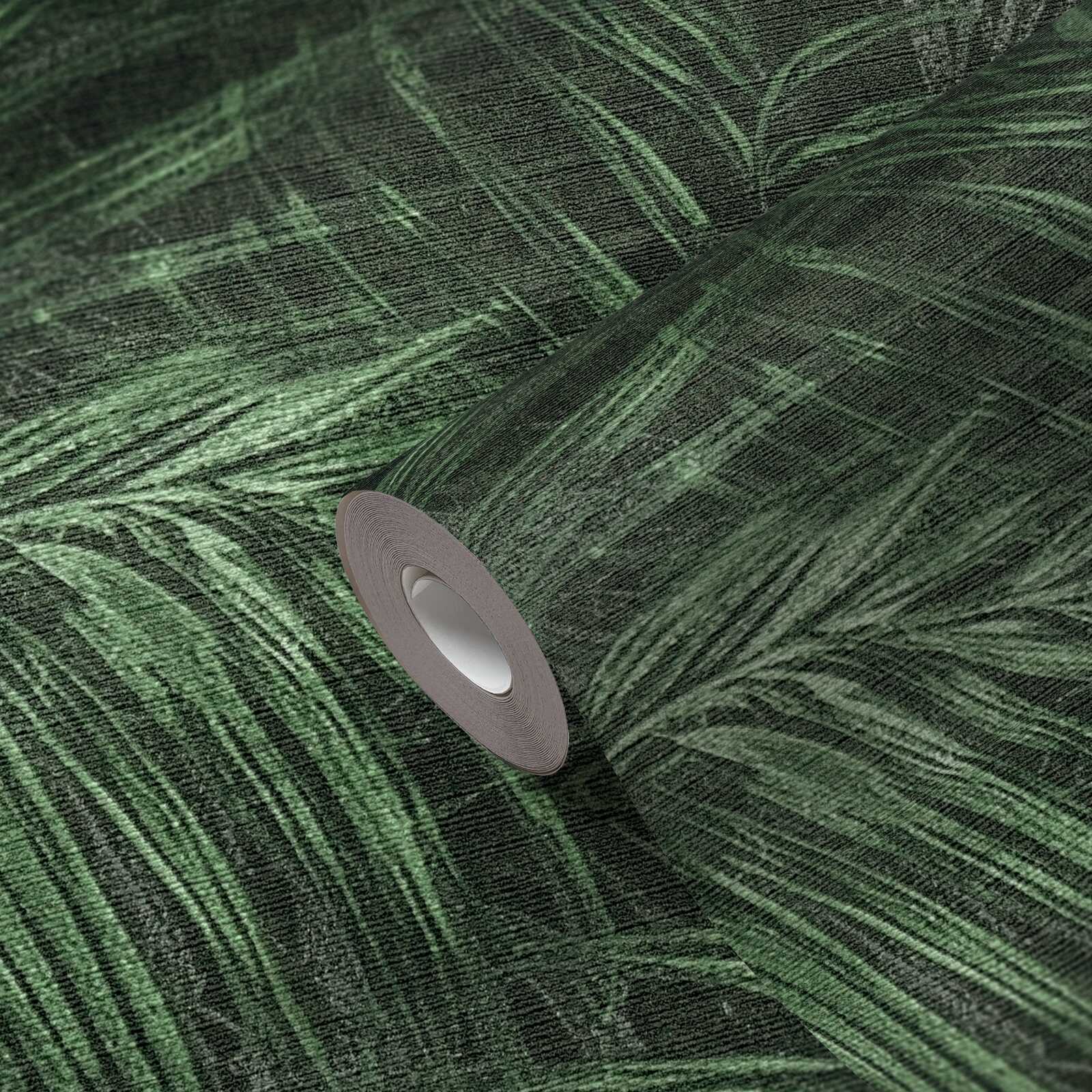             Single-coloured non-woven wallpaper with a textured effect in a simple shade - green, black
        