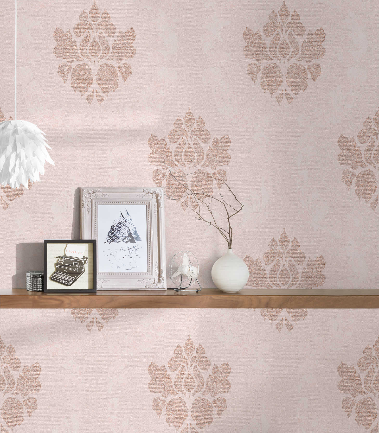             Sierbehang met linnenlook - roze, bruin
        