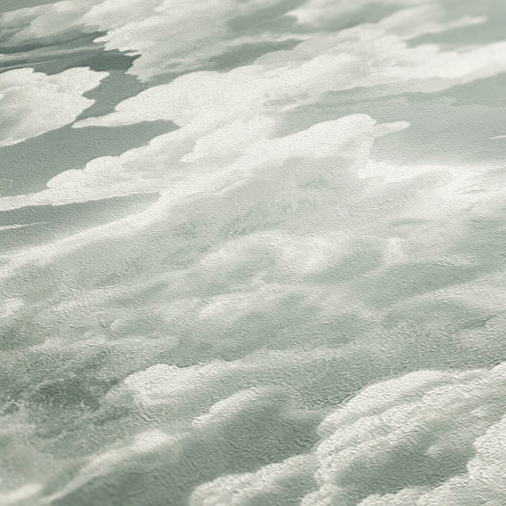             Papel pintado no tejido con nubes en gris - blanco, gris
        