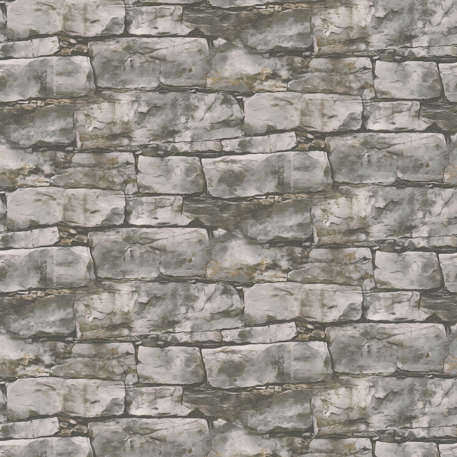 3D natural stone masonry non-woven wallpaper in natural stone look design - grey, brown
