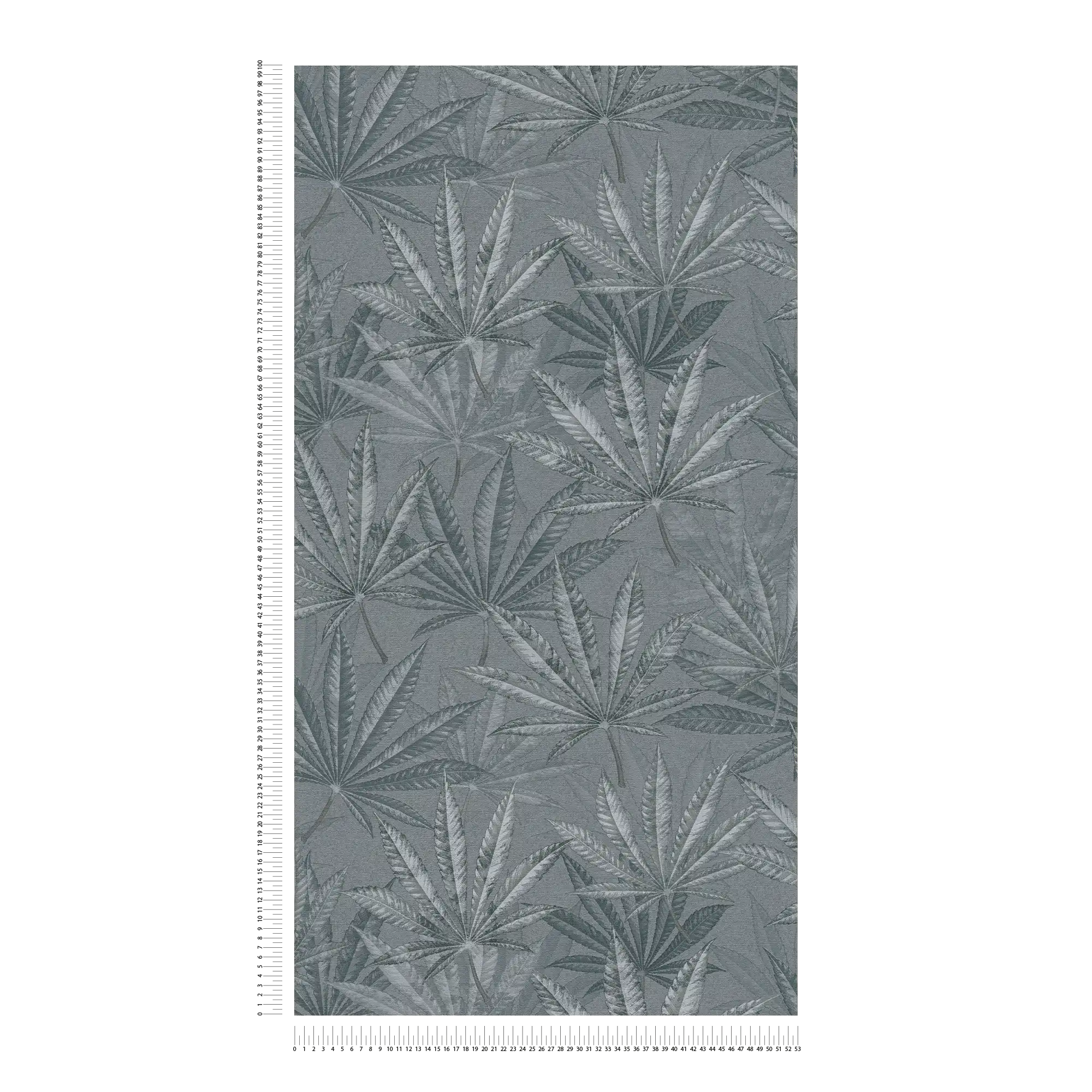             Non-woven wallpaper with large leaf pattern in jungle look - grey
        