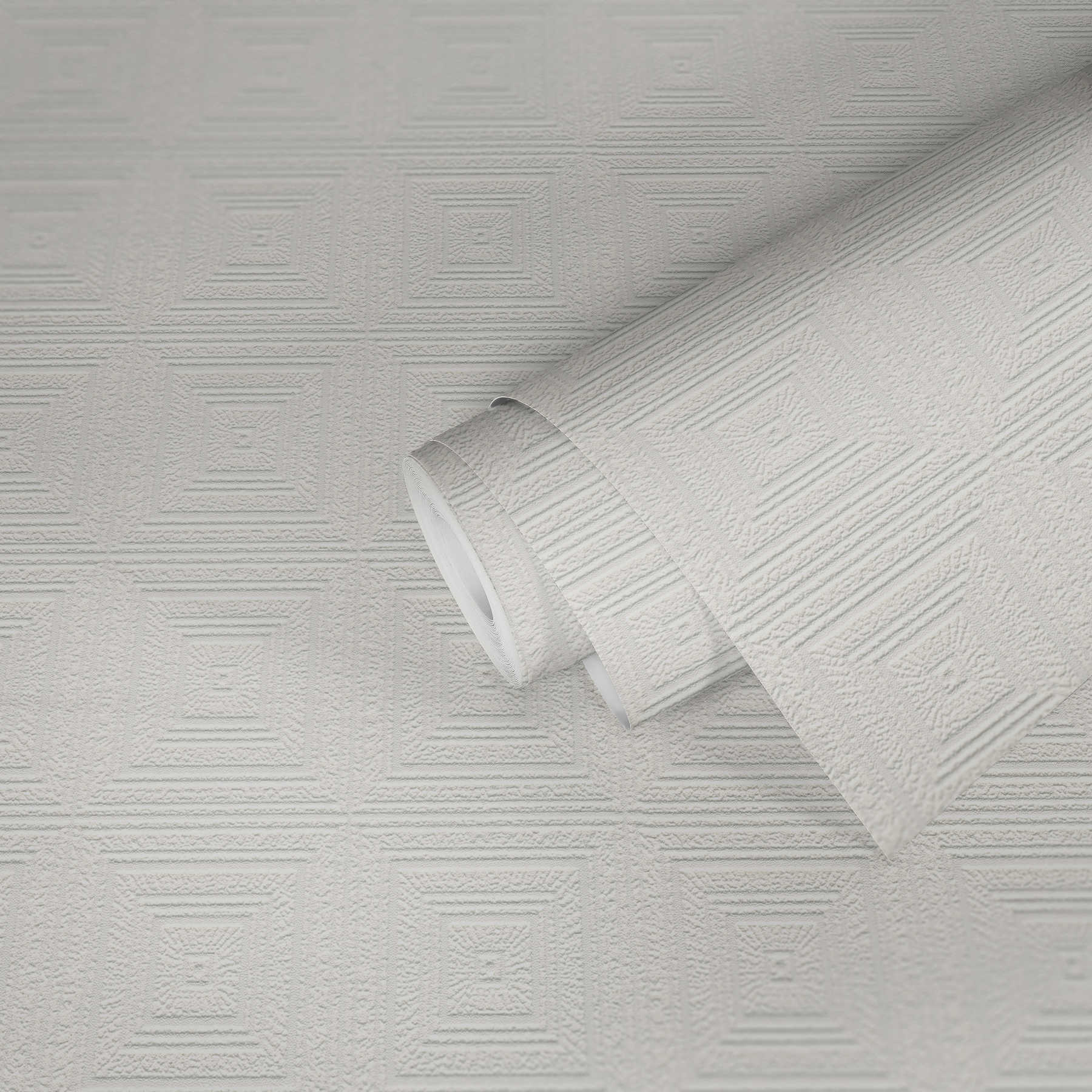             Papel pintado decorado cassettes efecto textura & aspecto escayola - blanco
        