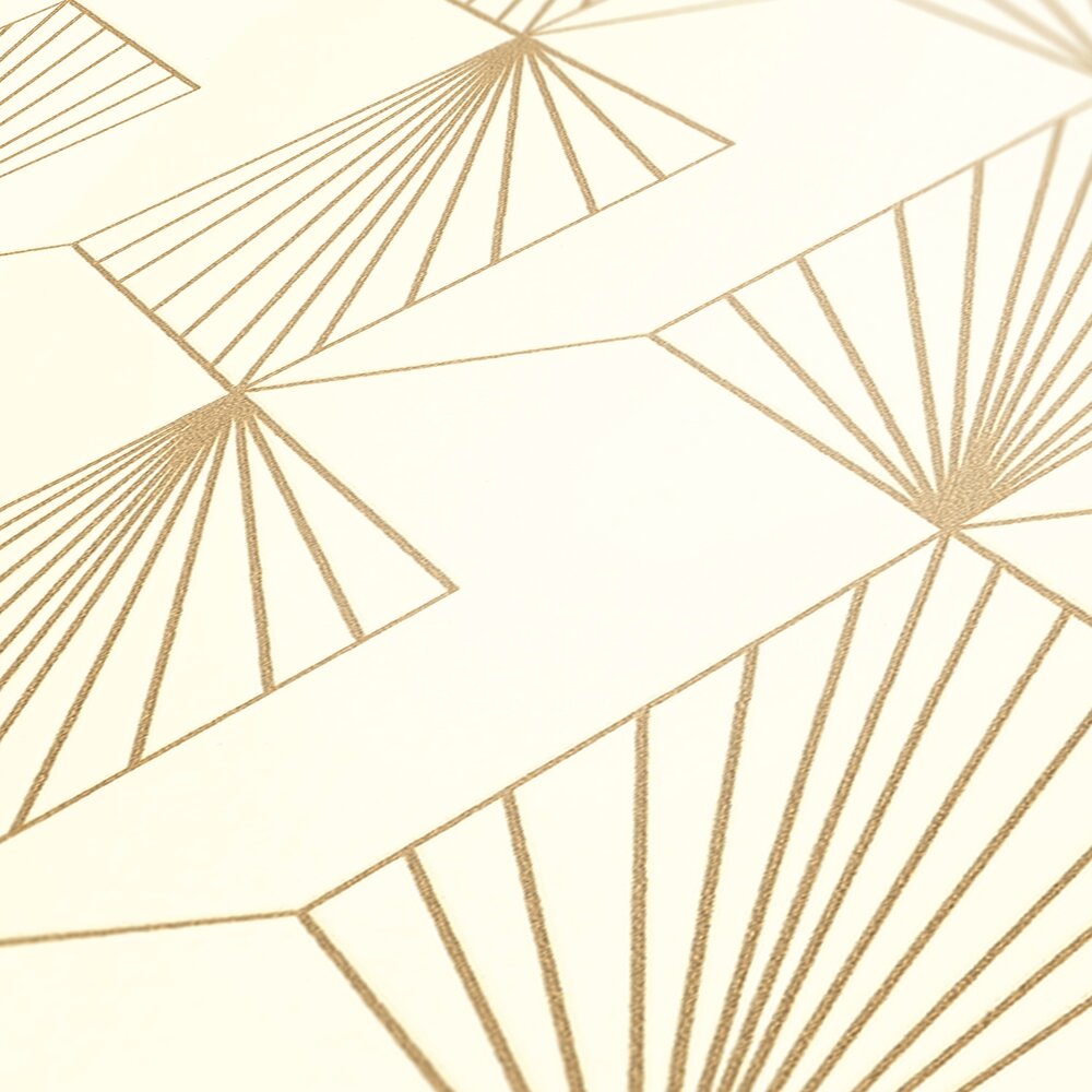             Papel pintado gráfico de tejido-no-tejido con un glamuroso diseño Art Déco - blanco, dorado
        