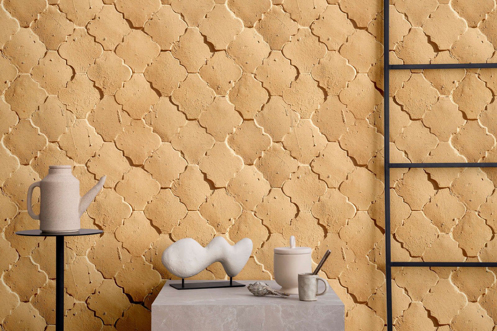             Digital behang »siena« - Mediterraan tegelpatroon in zandkleuren - Gladde, licht parelmoerglanzende vliesstof
        