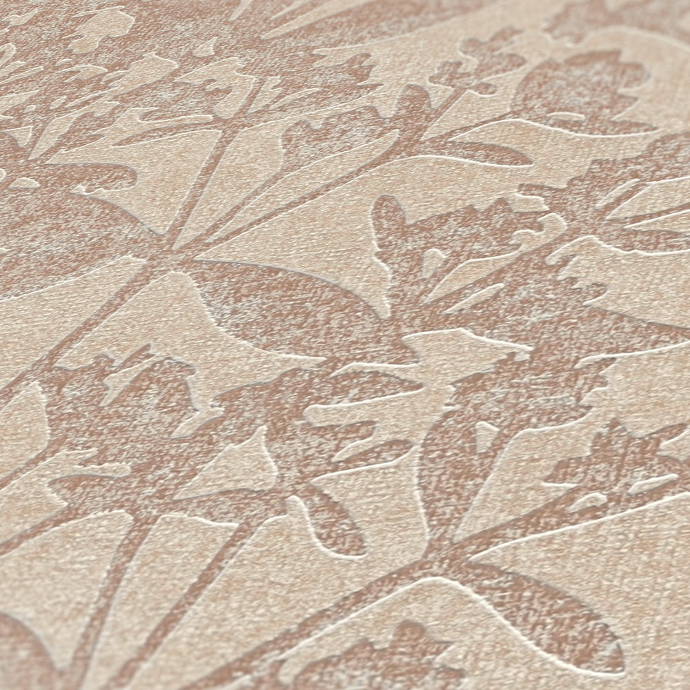             Papier peint intissé floral avec motif à fleurs - beige
        