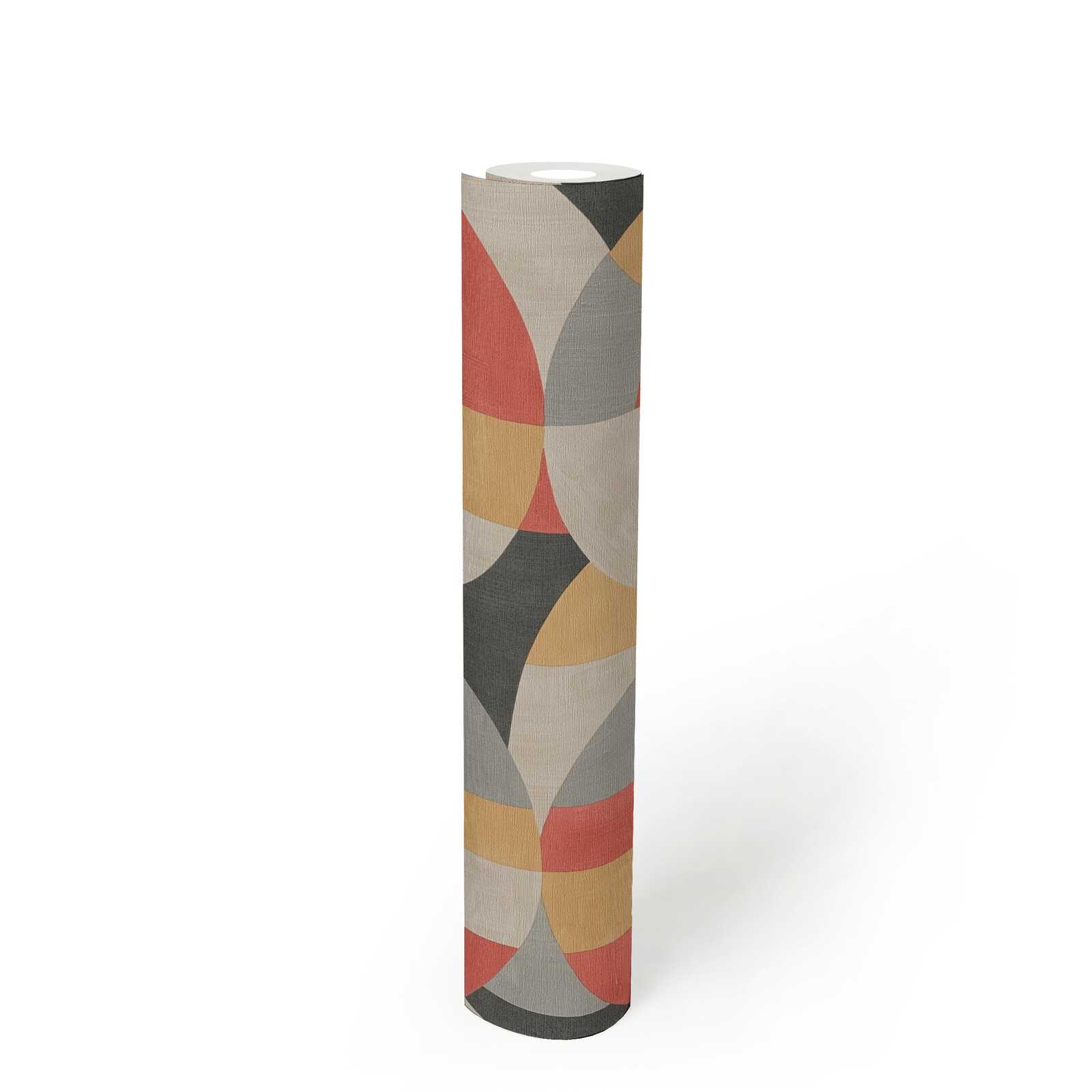             Carta da parati 3D in tessuto non tessuto in stile Bauhaus geometrico - grigio, beige, rosso
        