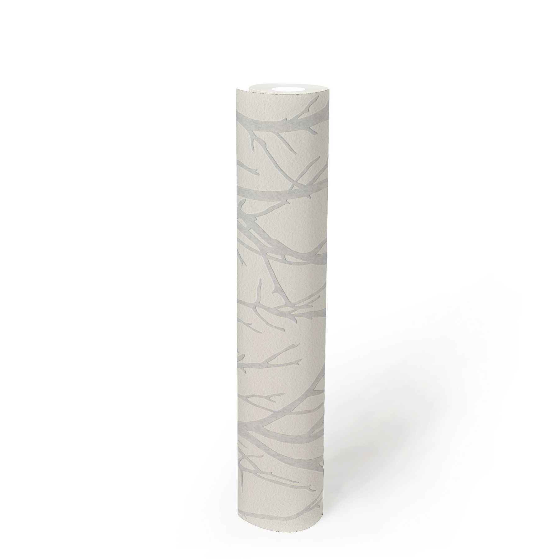             Papier peint à peindre avec motif de branches et aspect 3D - à peindre, blanc
        