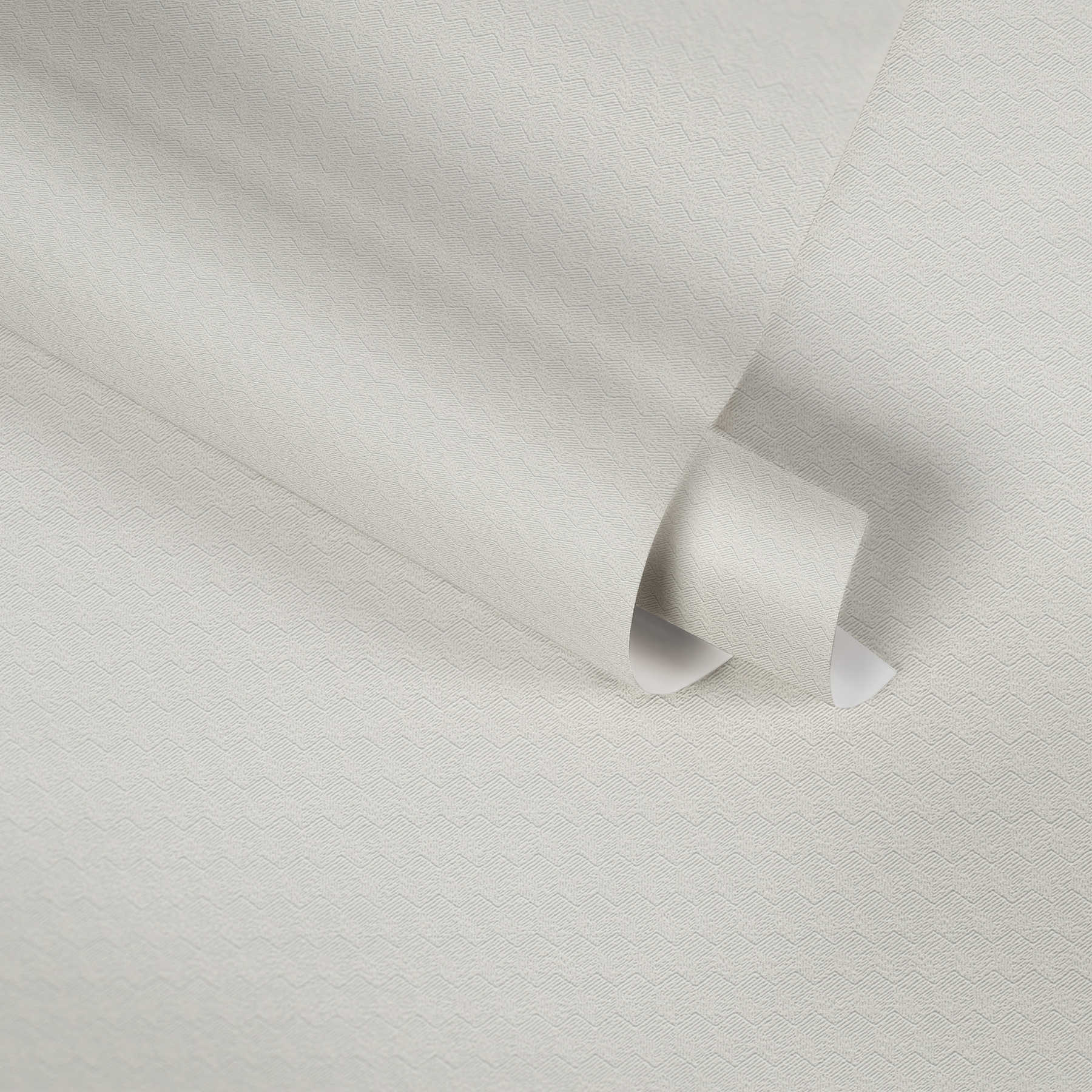             Papel pintado liso, texturizado con diseño en zigzag - crema, gris
        