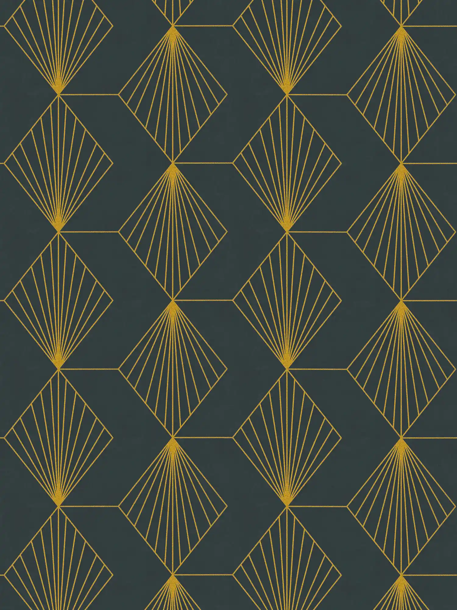         Art Deco vliesbehang met glamoureus patroon - zwart, goud
    