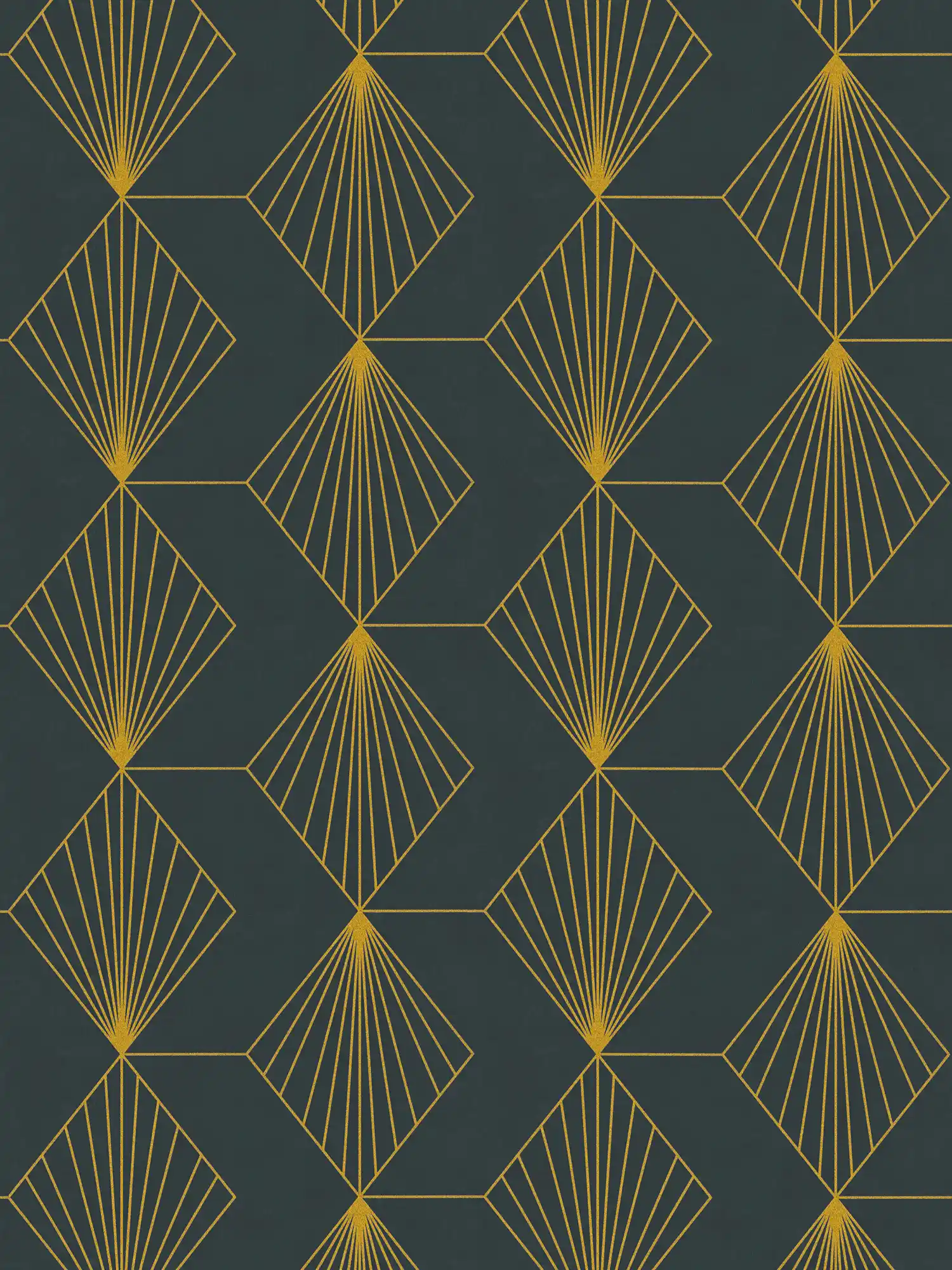 Papel pintado tejido-no tejido Art Déco con motivos glamurosos - negro, dorado
