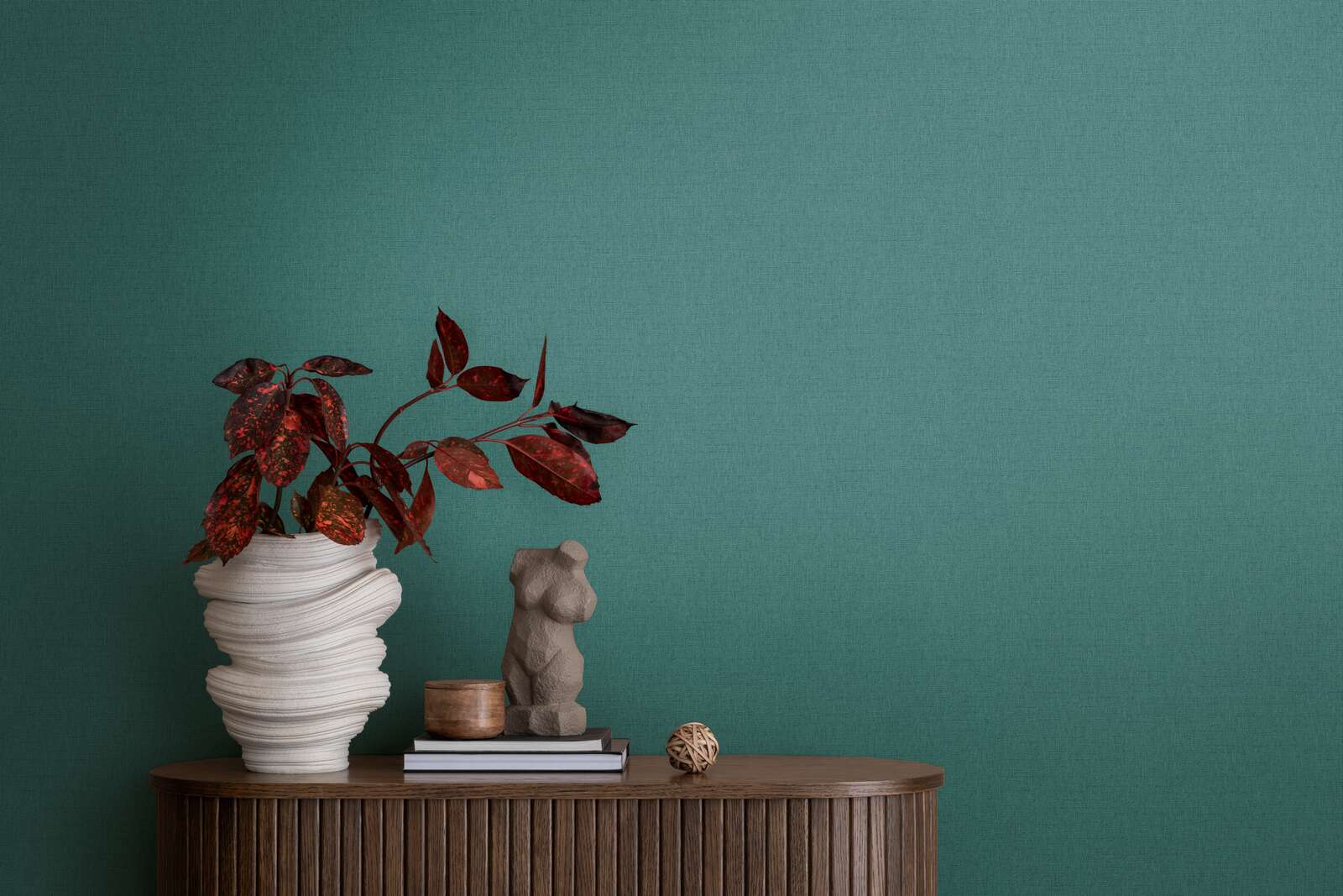             Plain-coloured non-woven wallpaper in matt look - blue, green
        