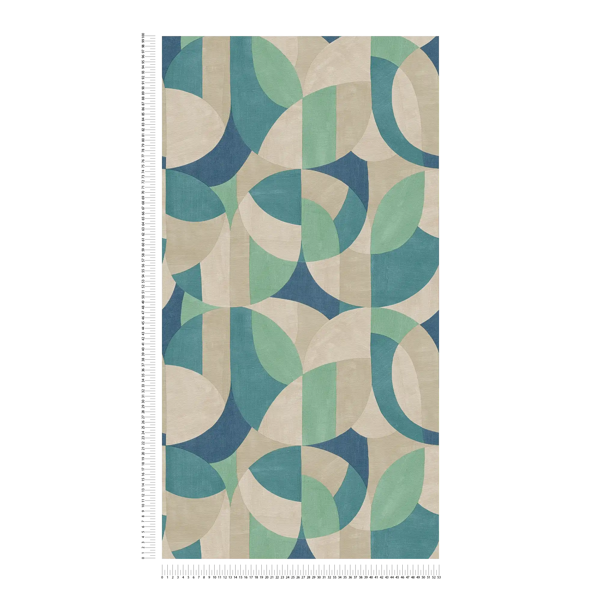             Graphic non-woven wallpaper in Bauhaus design - cream, beige, blue
        