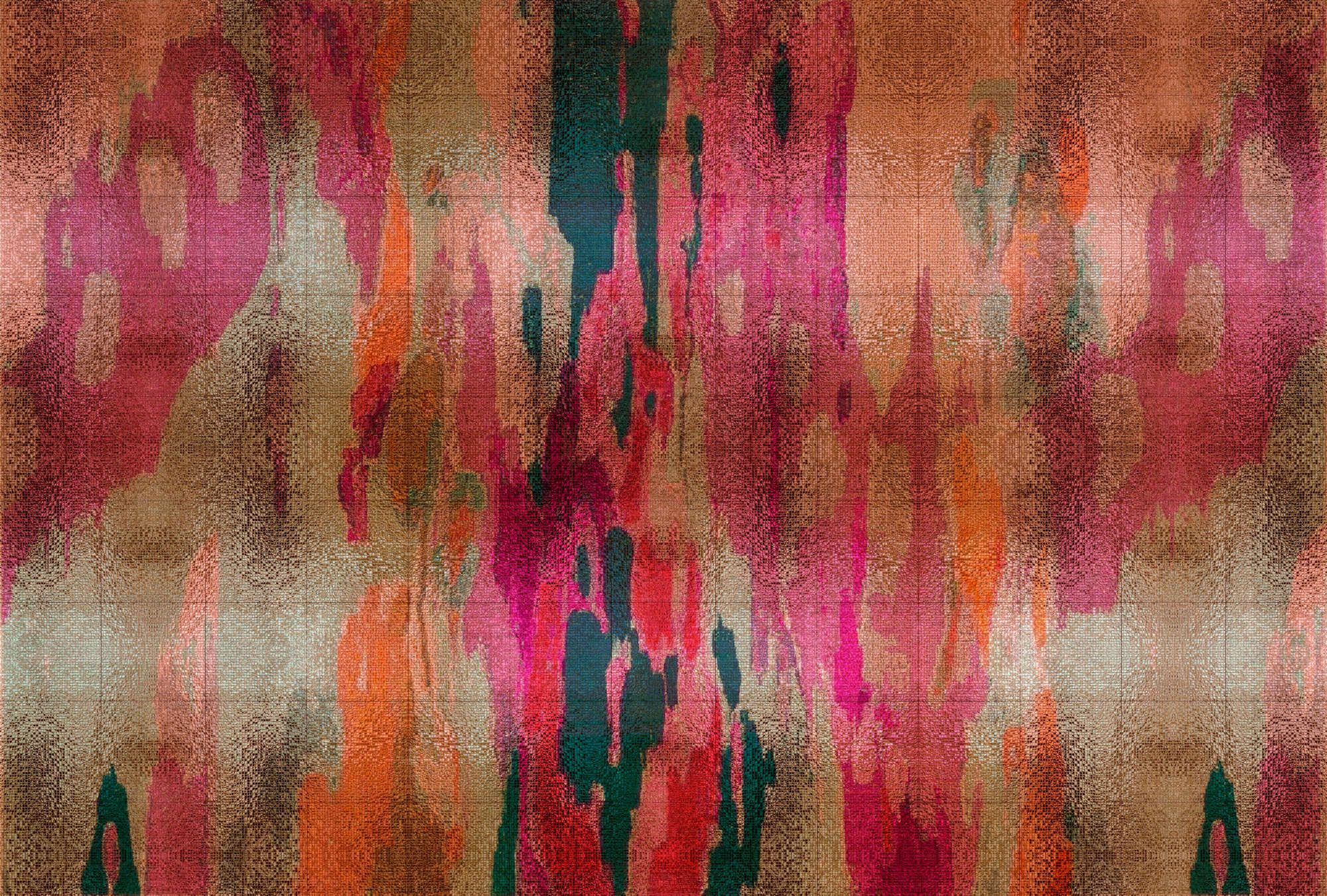             papier peint en papier panoramique »marielle 2« - dégradé de couleurs violet, orange, pétrole avec structure mosaïque - intissé mat et lisse
        