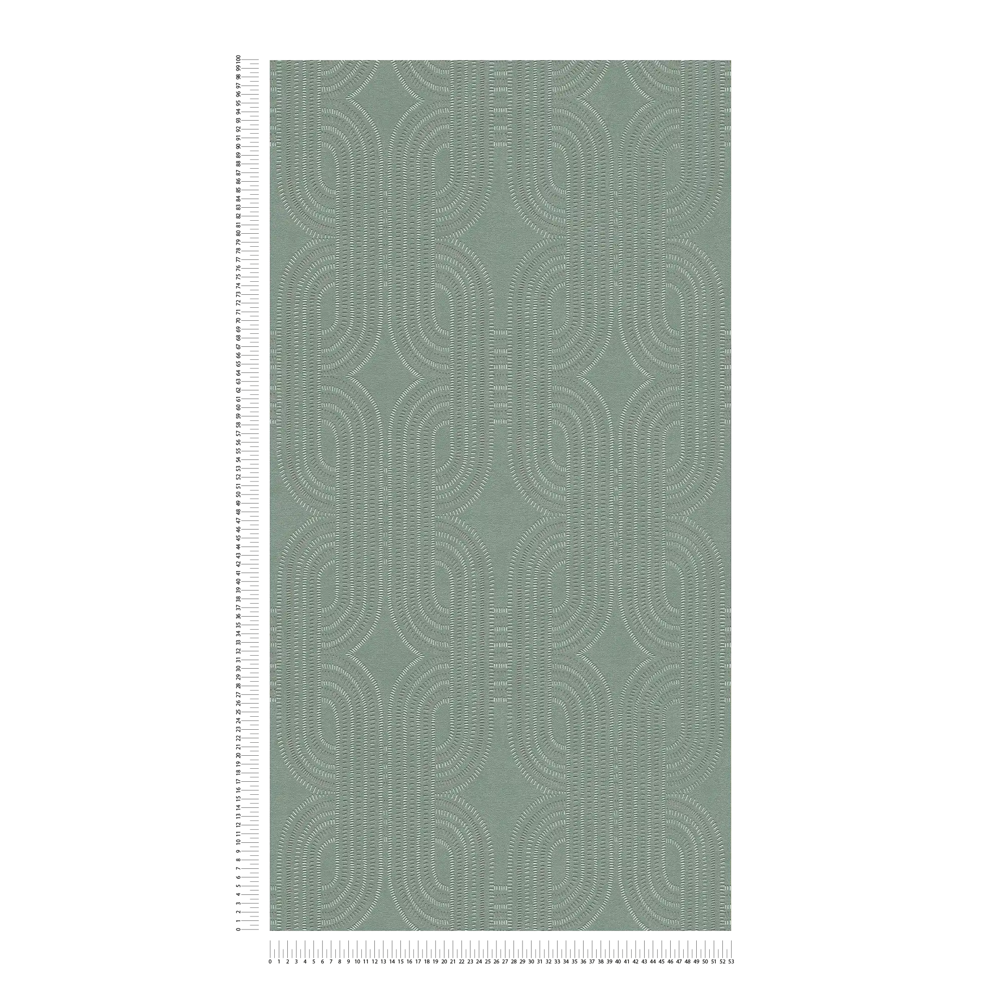             Retro non-woven wallpaper with graphic pattern - blue, green, brown
        