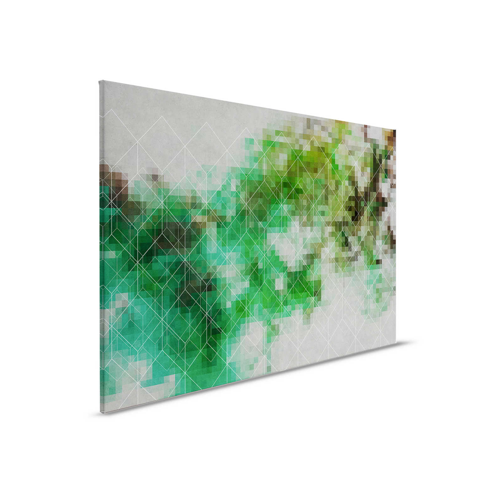 Tableau toile Nuages de couleurs & motifs de lignes | vert, gris - 0,90 m x 0,60 m

