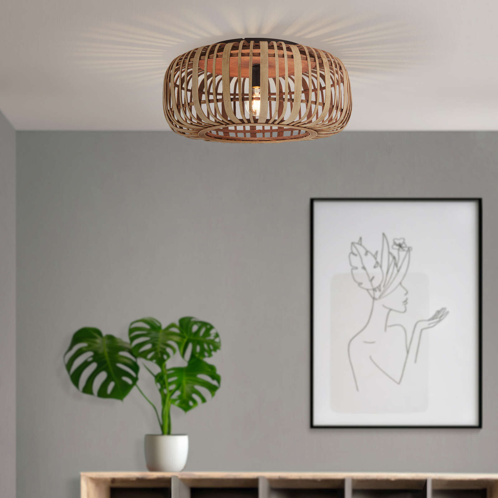             Bamboe plafondlamp - Willi 10 - Bruin
        