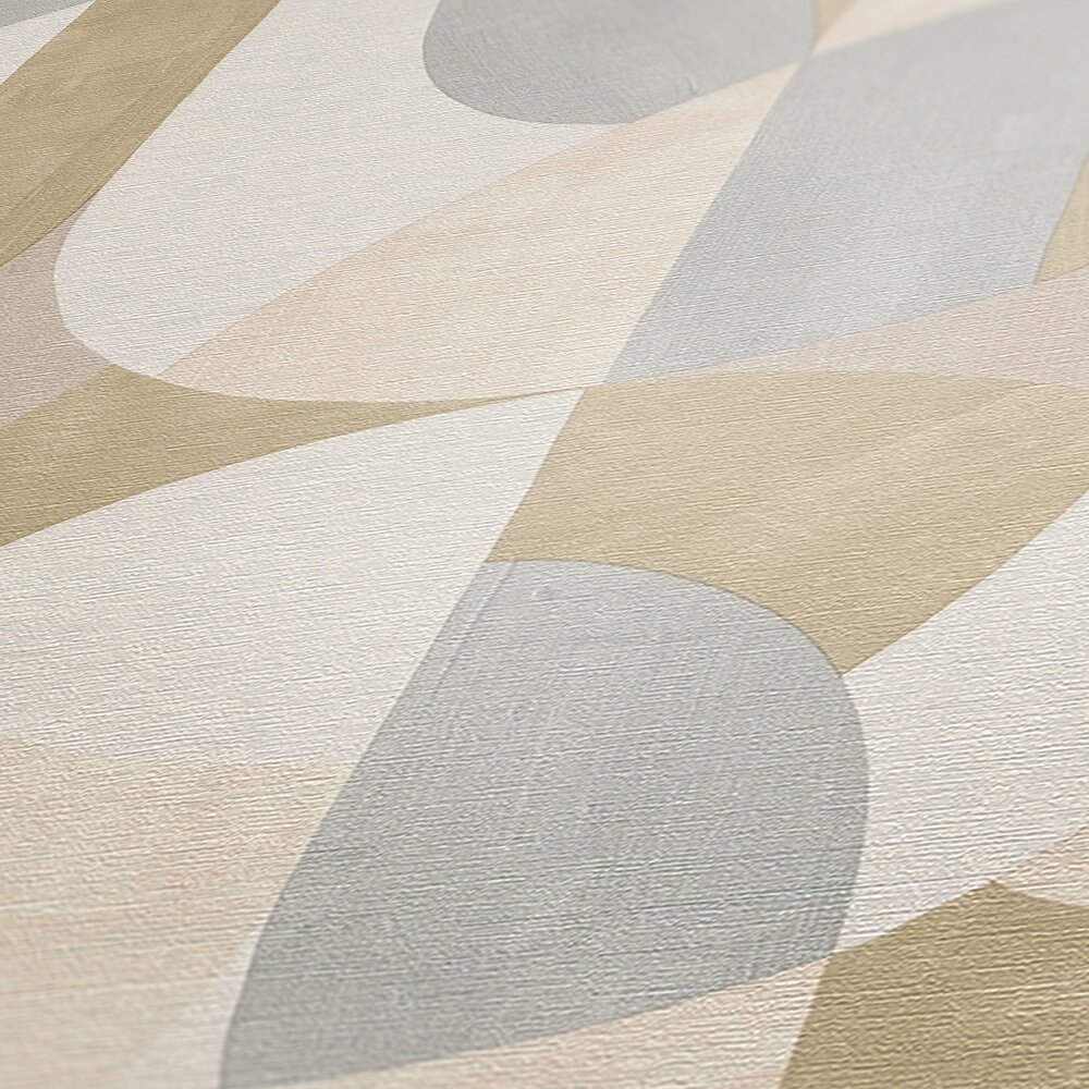             Abstract graphic non-woven wallpaper in Bauhaus style - grey, cream, beige
        