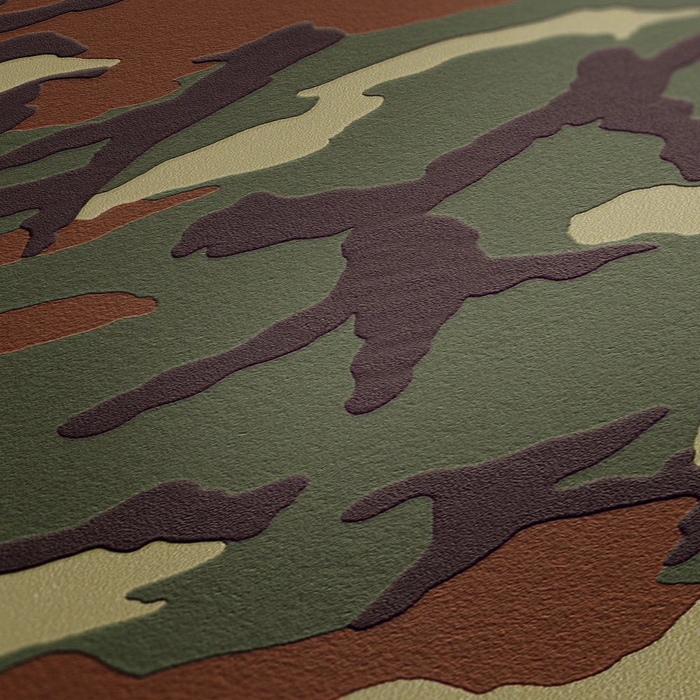             Camouflage pattern wallpaper with camouflage design - green, brown
        