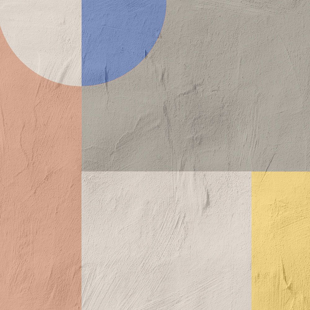             papier peint en papier panoramique »estrella 1« - Motif graphique imitant l'argile - bleu, jaune, orange | Intissé lisse, légèrement nacré
        