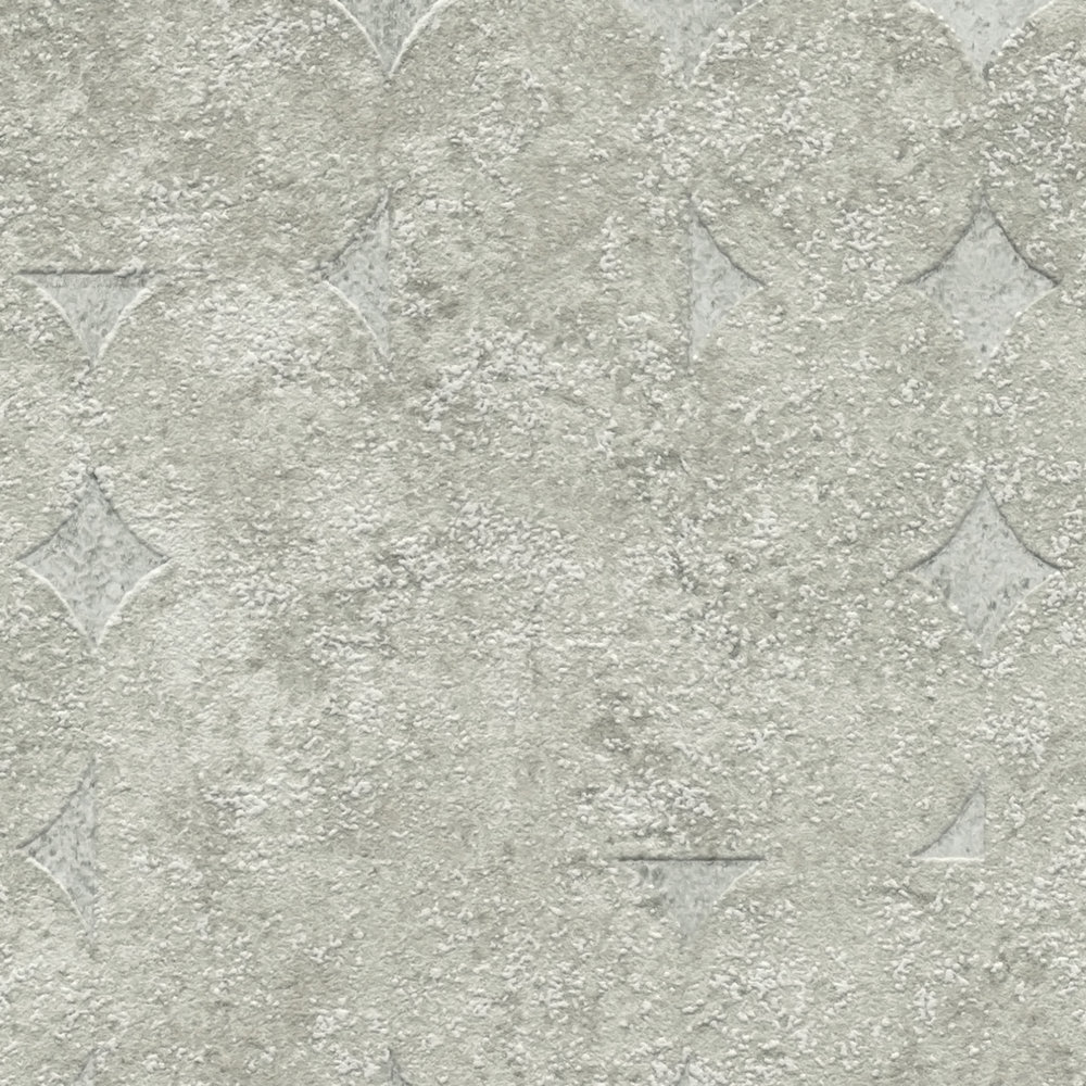             Plain textured non-woven wallpaper with diamond pattern - grey, green
        