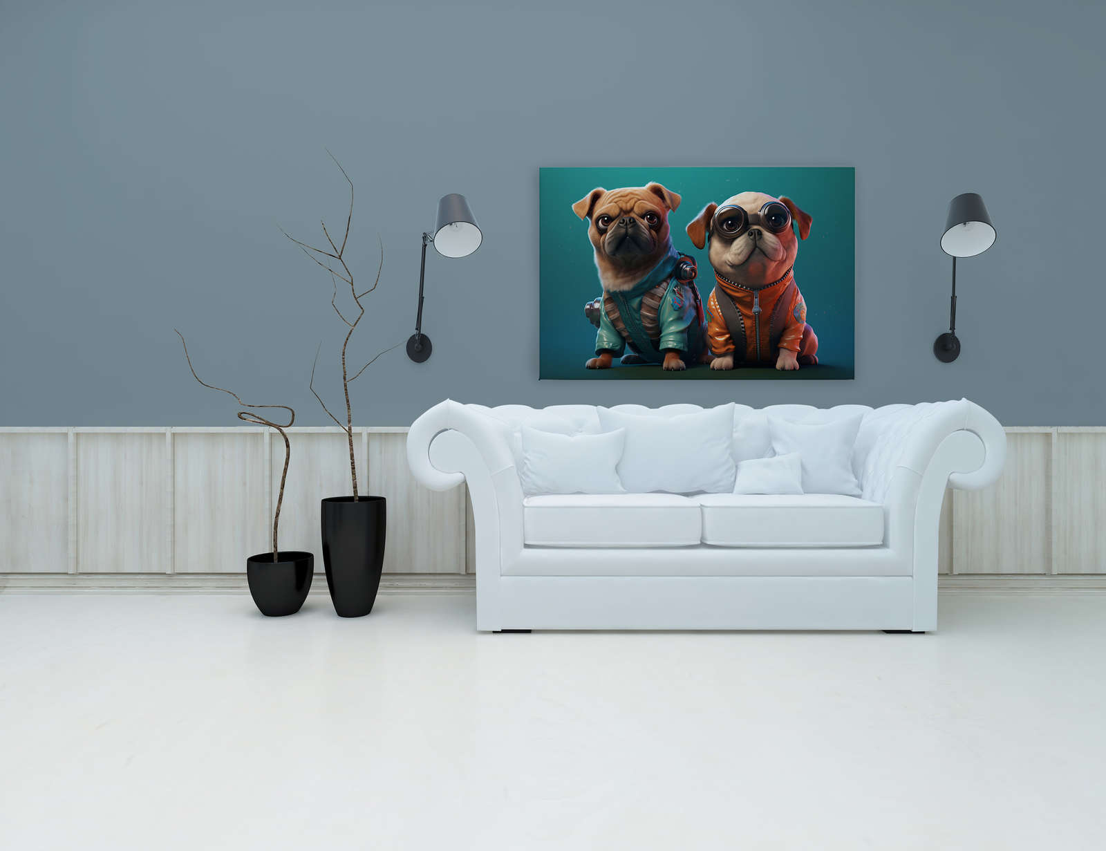             Quadro su tela di KI »Cani carini« - 120 cm x 80 cm
        