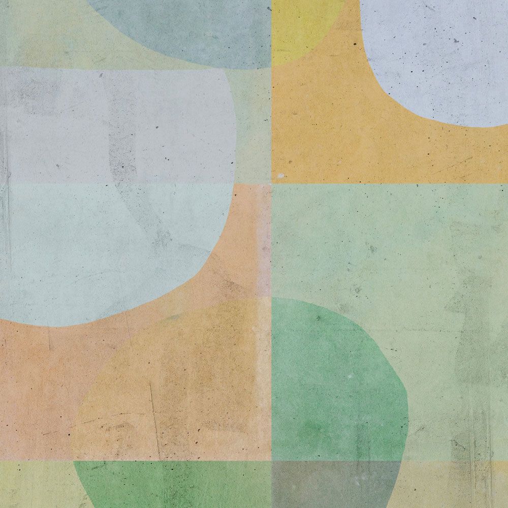             papier peint en papier panoramique »elija 1« - motif rétro dans des couleurs pâles avec aspect béton - vert, bleu, rose | Intissé lisse, légèrement nacré
        
