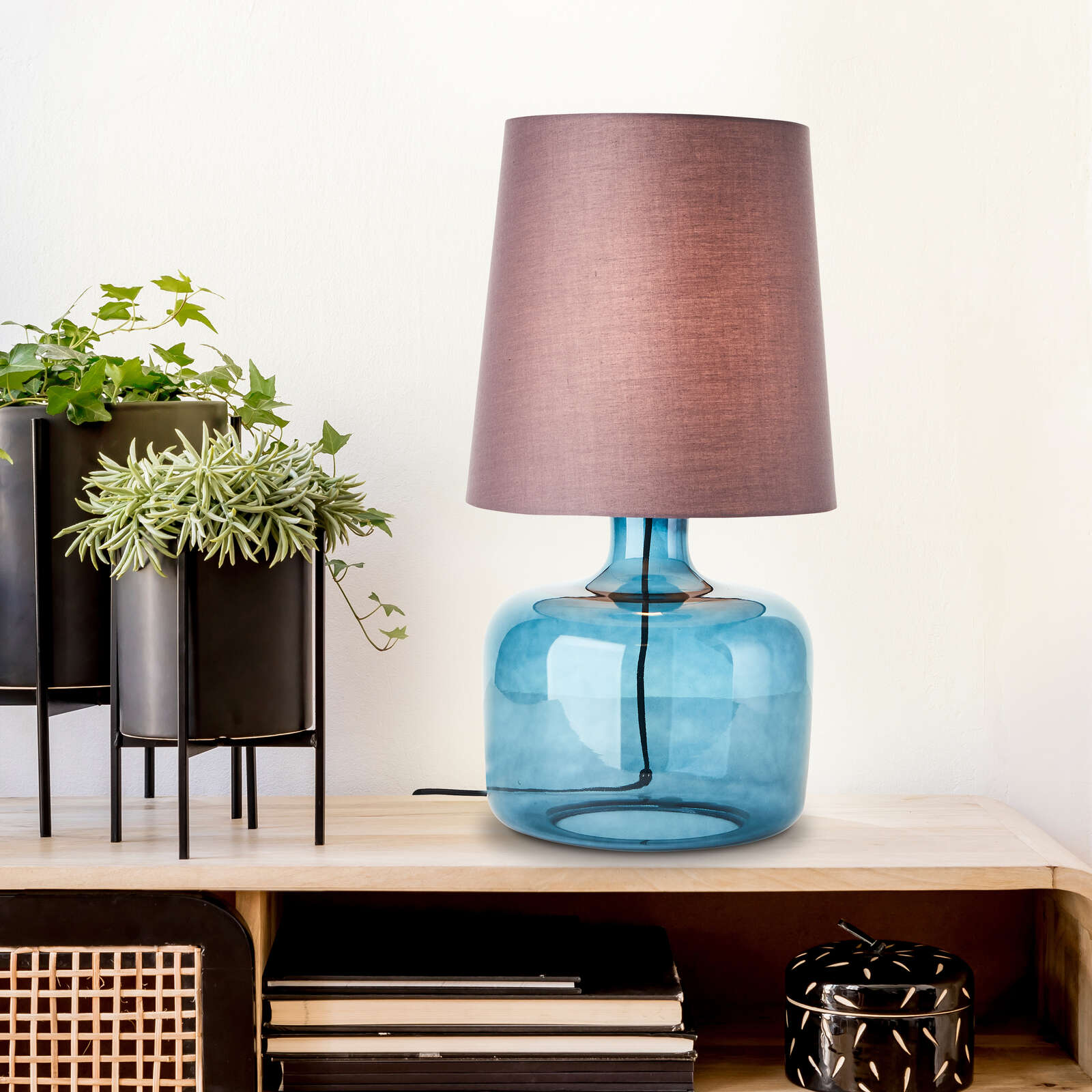             Lámpara de mesa textil - Jana 3 - Azul
        