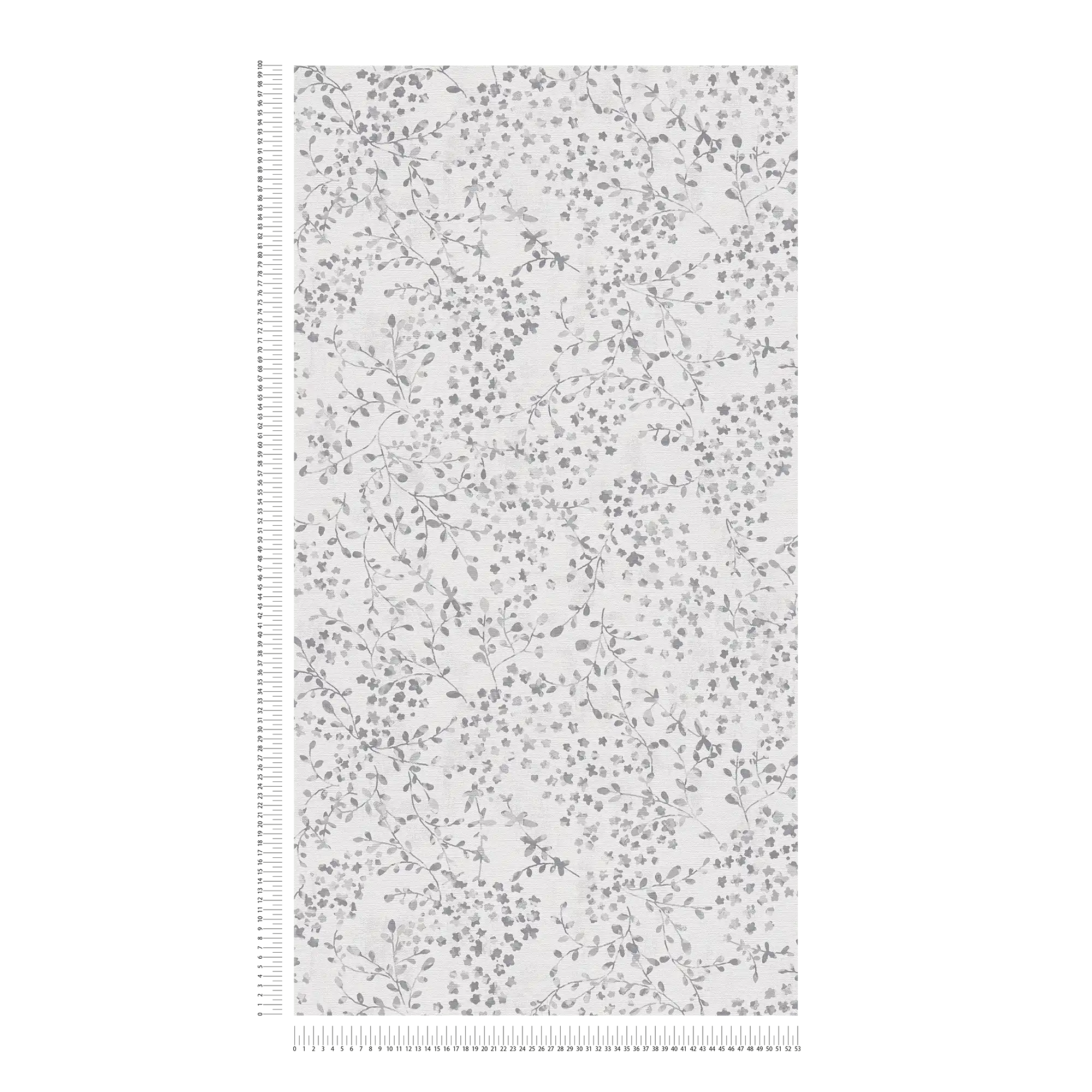             Non-woven wallpaper with tendril motif and light silver accents - grey, white, silver
        